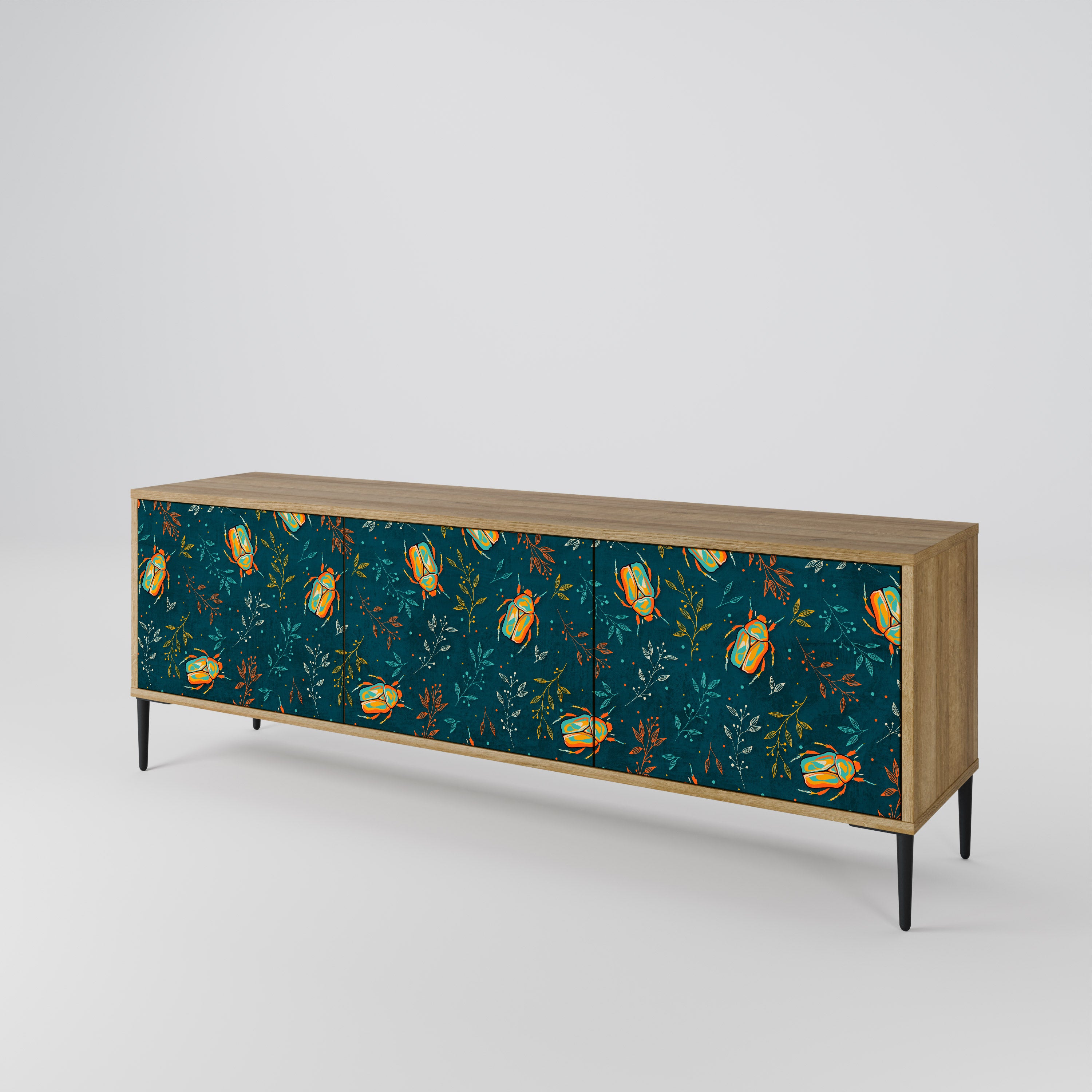 Mueble de TV de 3 puertas AUTUMN INSECTS en efecto roble