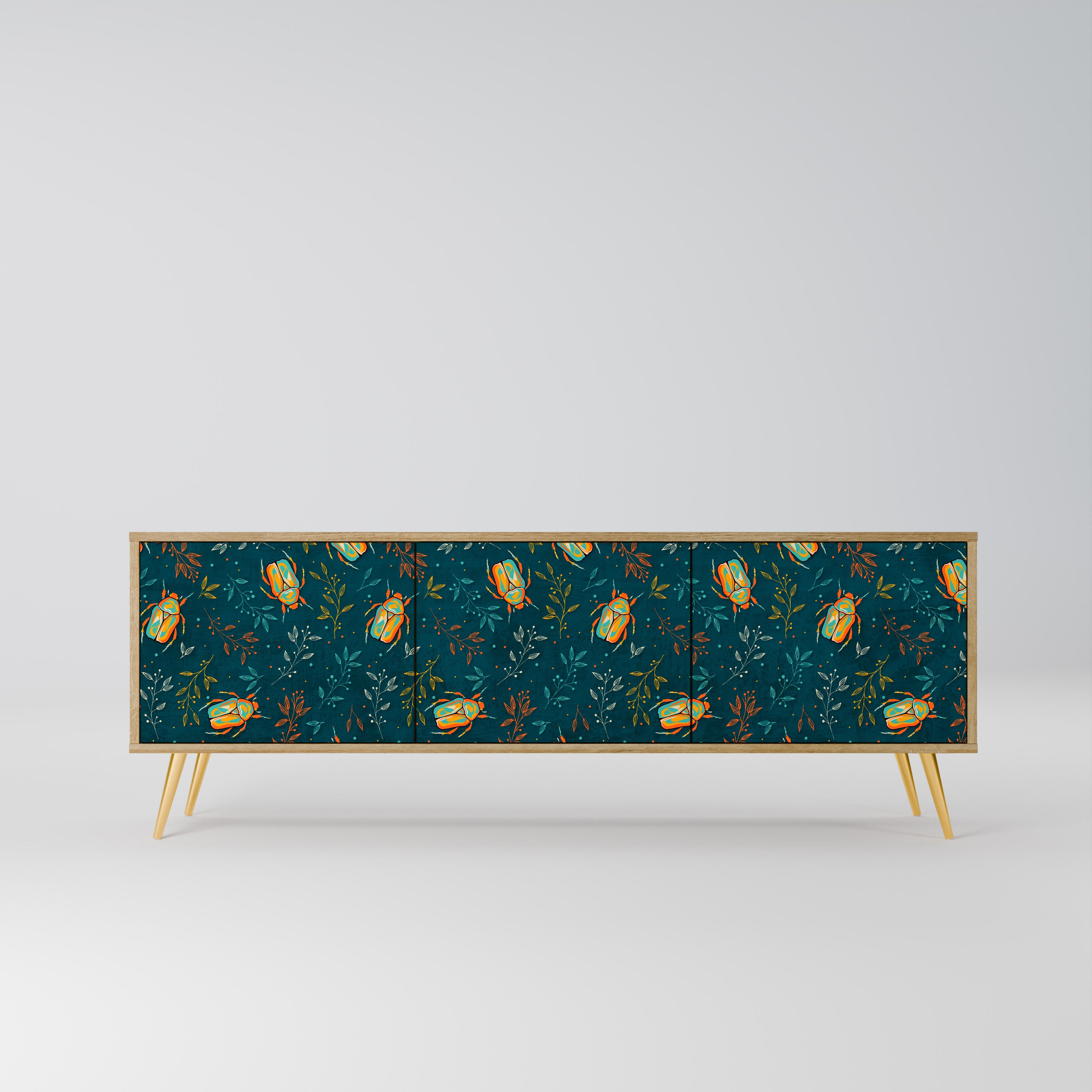 Mueble de TV de 3 puertas AUTUMN INSECTS en efecto roble