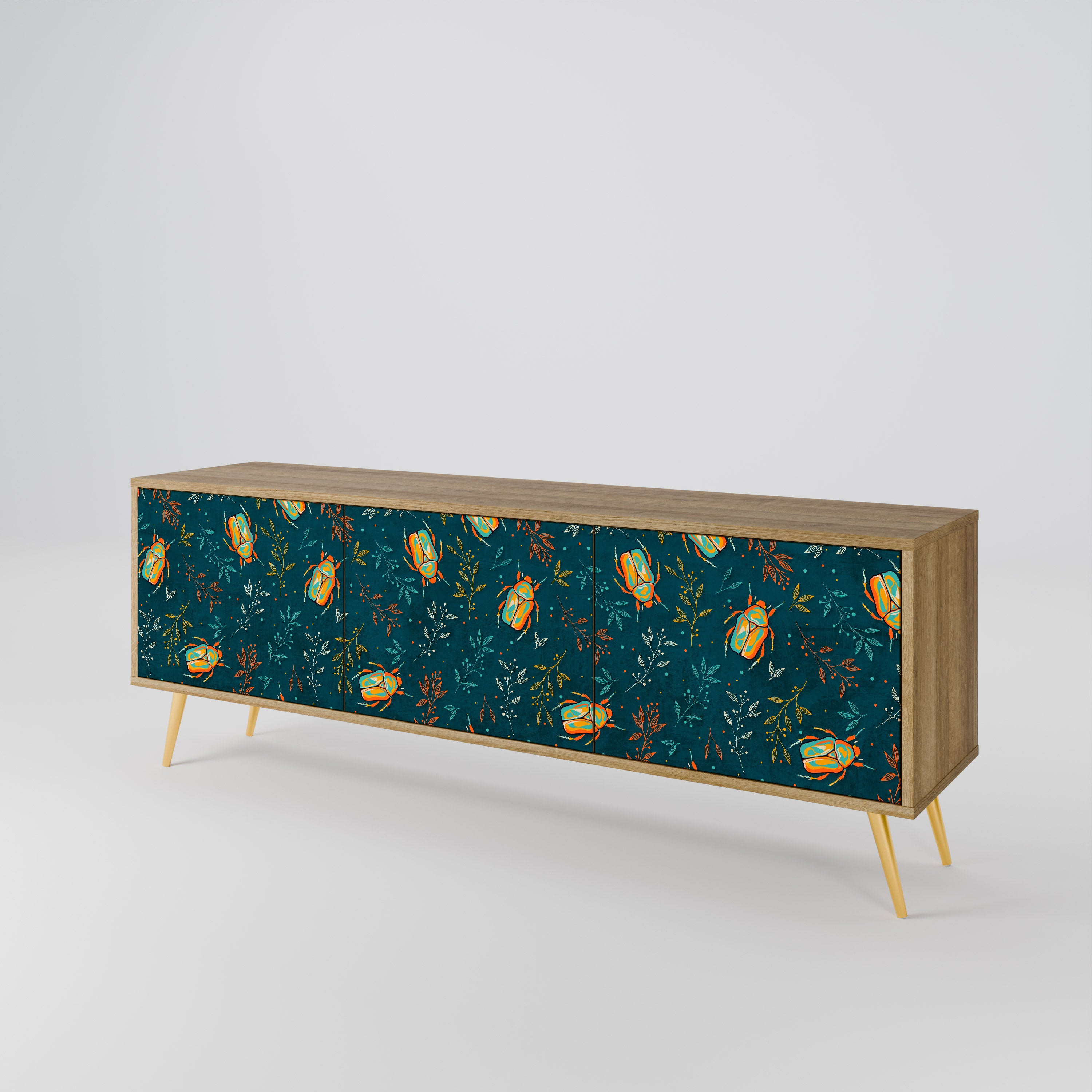 Mueble de TV de 3 puertas AUTUMN INSECTS en efecto roble