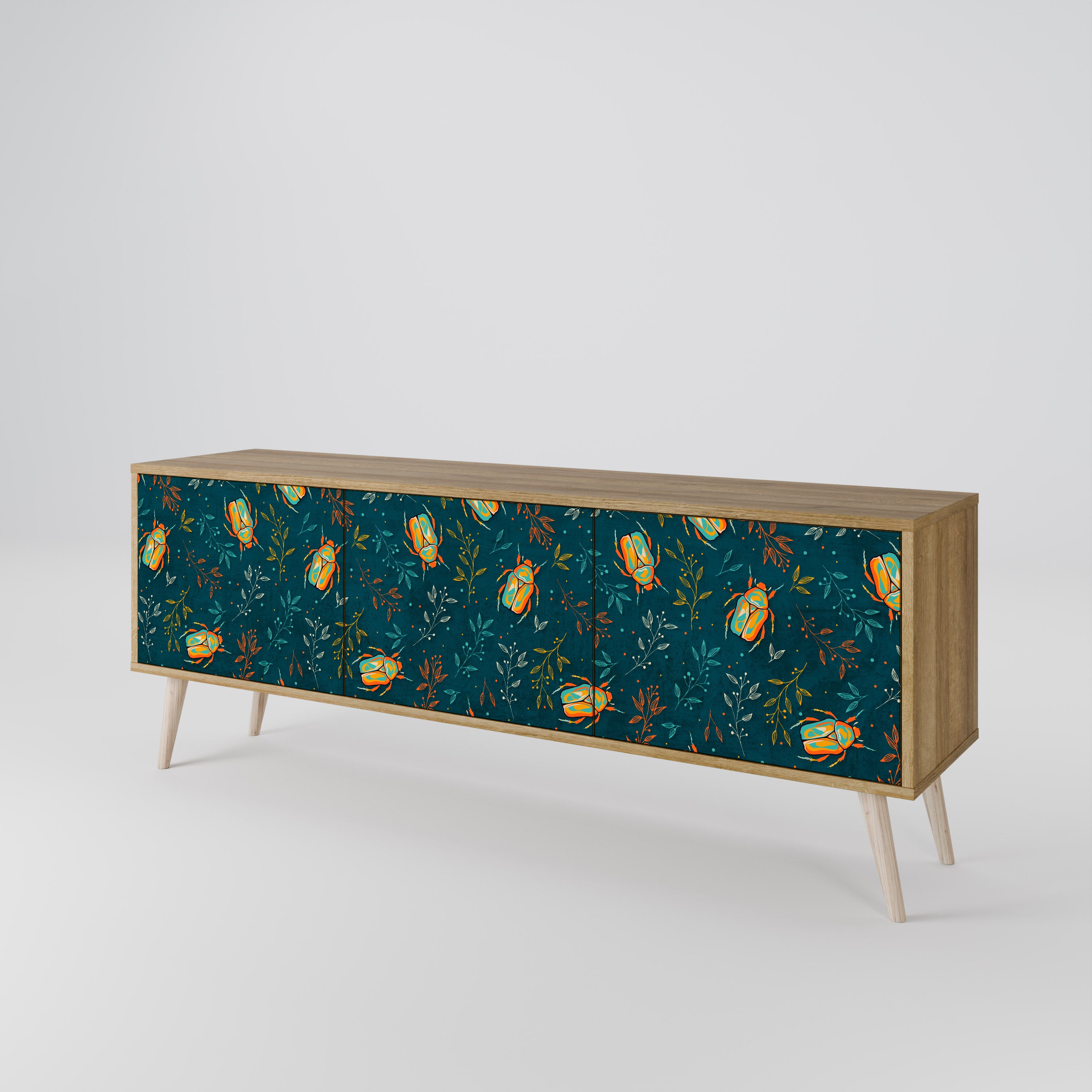 Mueble de TV de 3 puertas AUTUMN INSECTS en efecto roble