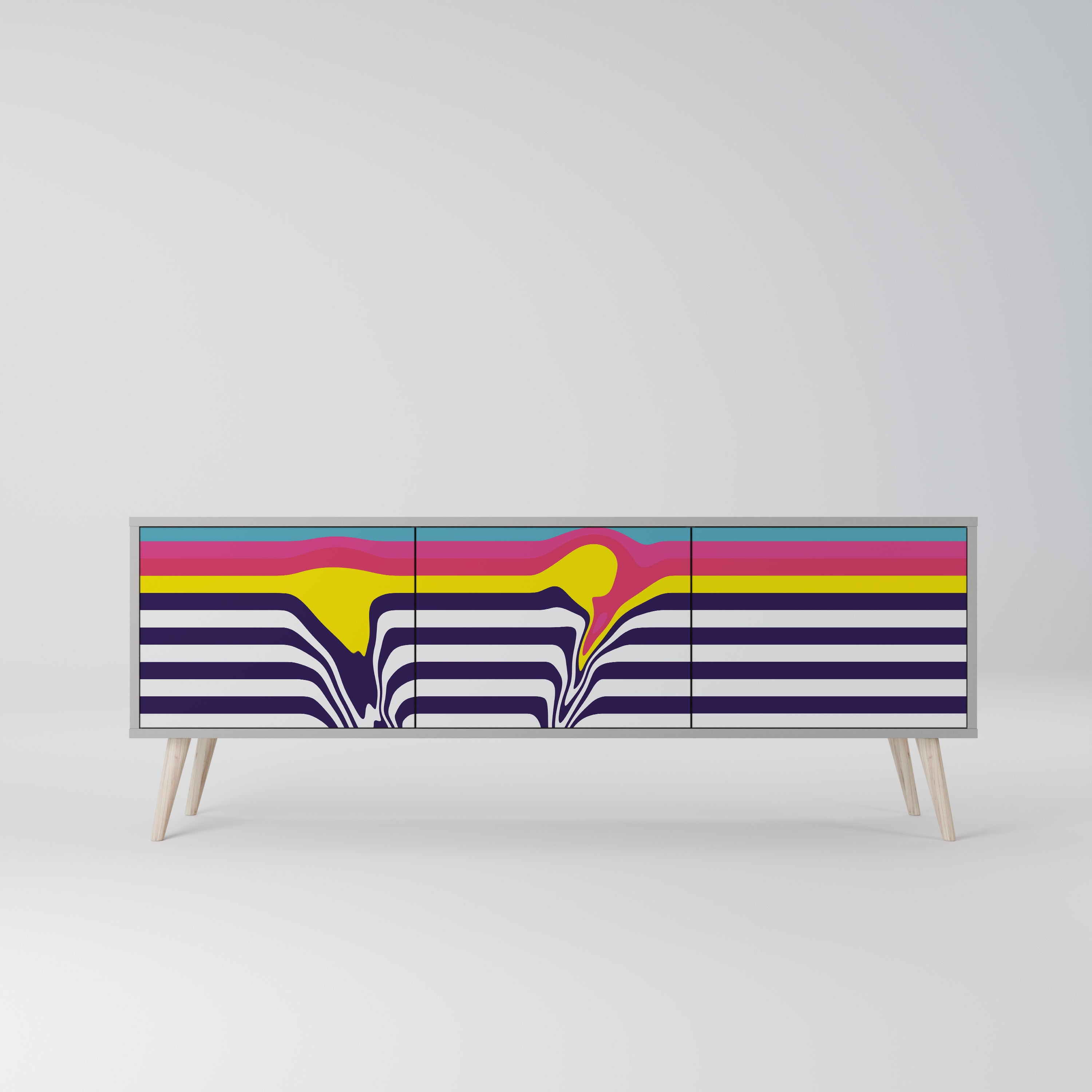 Mueble de TV de 3 puertas COLORFUL DIVERSION en acabado gris