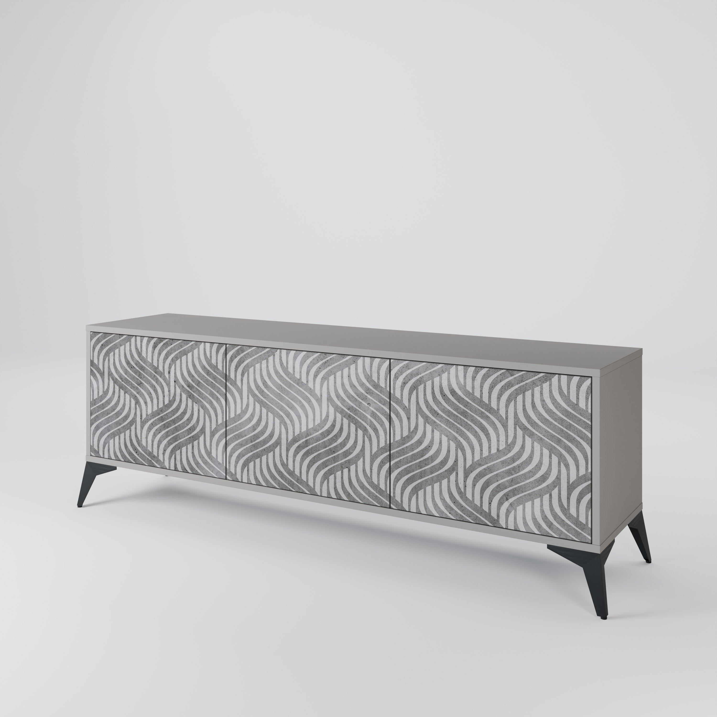 CONCRETE MOVEMENT 3-Door TV Stand in Grey Finish