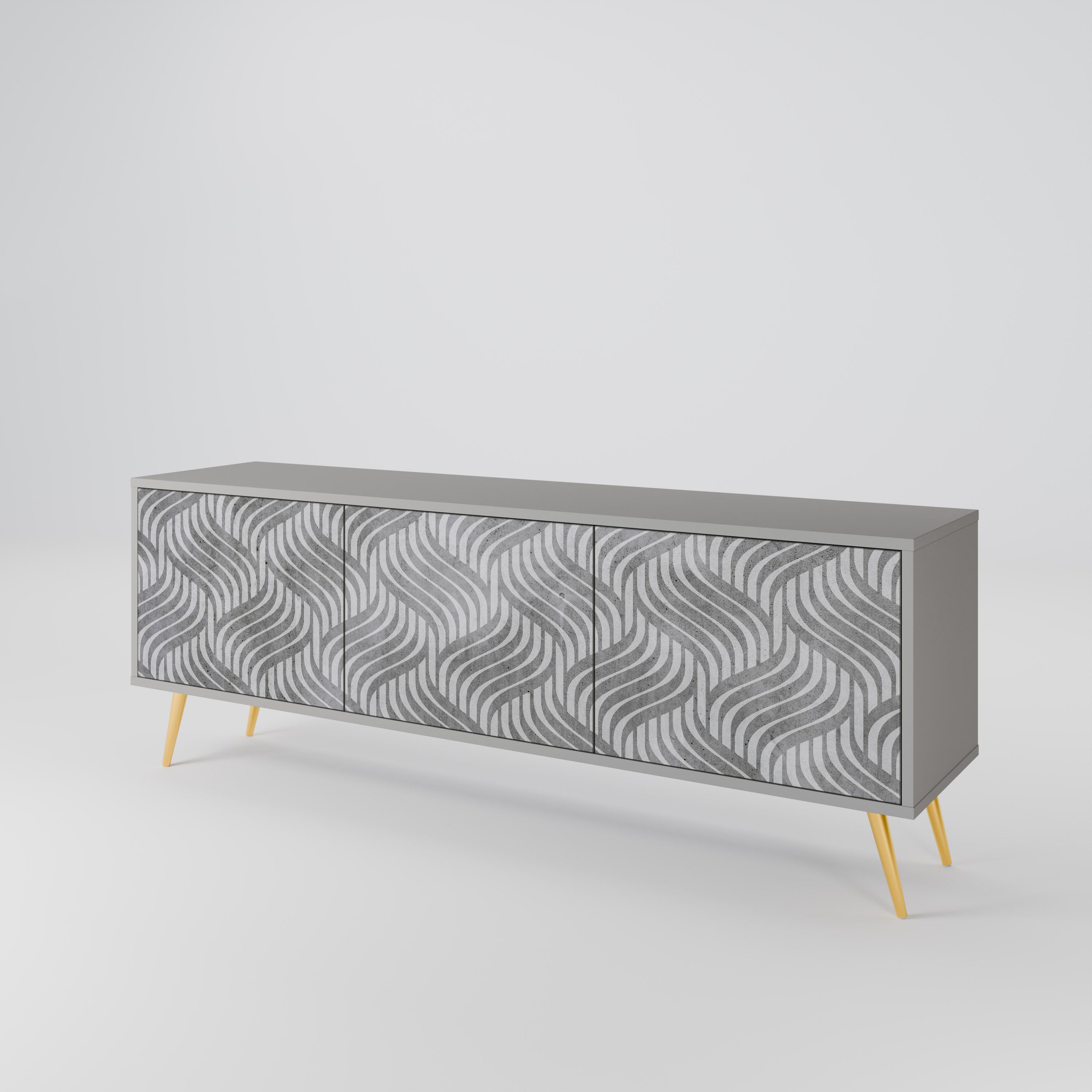 CONCRETE MOVEMENT 3-Door TV Stand in Grey Finish