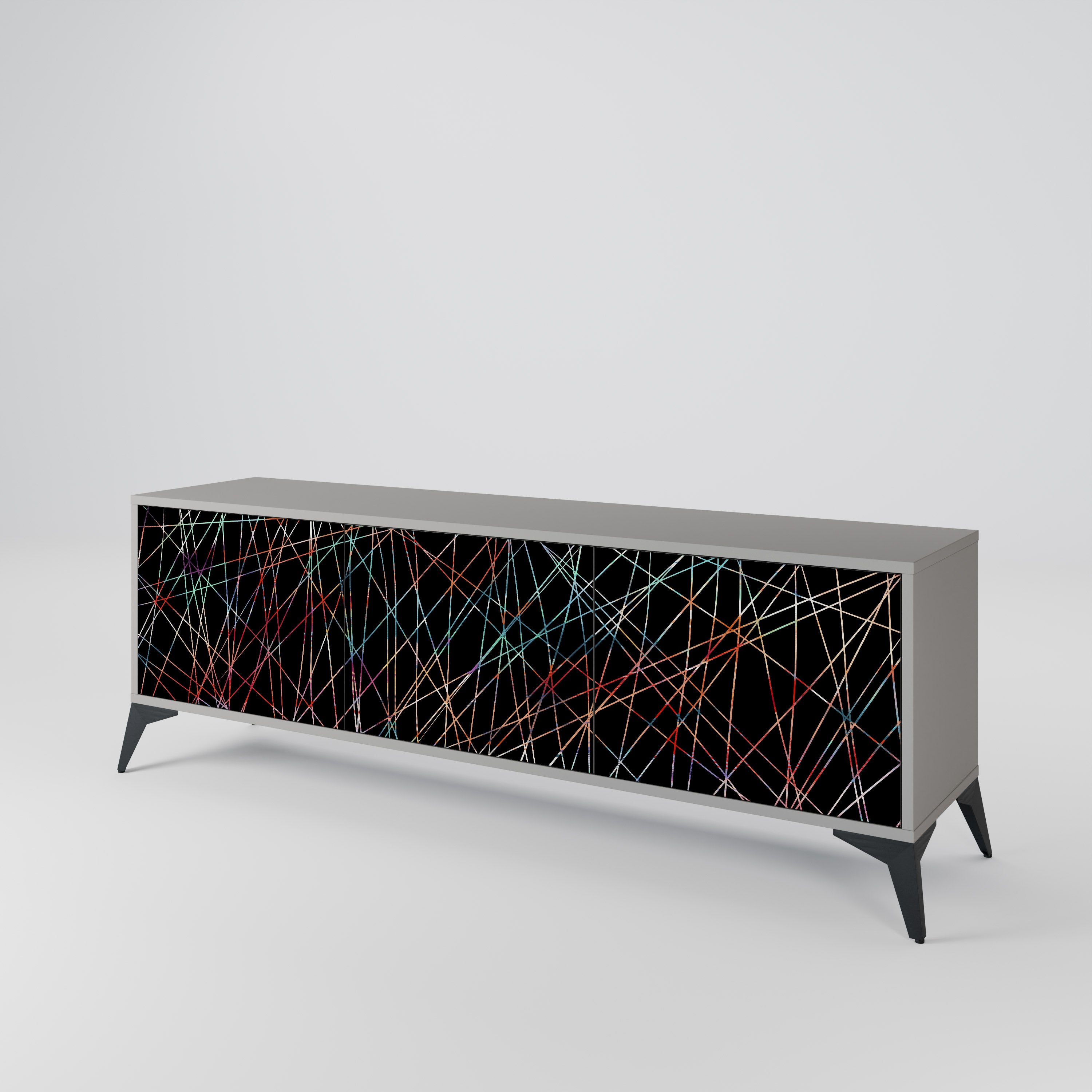 LUMINOUS SNARE 3-Door TV Stand in Grey Finish