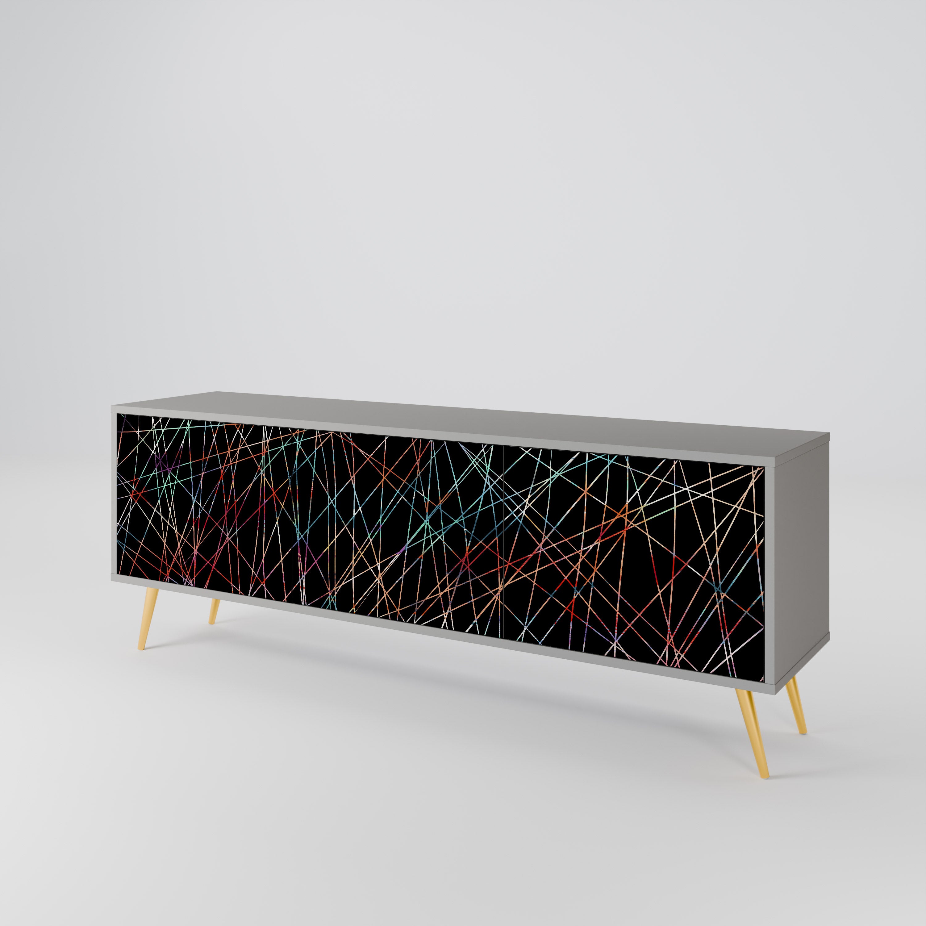 LUMINOUS SNARE 3-Door TV Stand in Grey Finish
