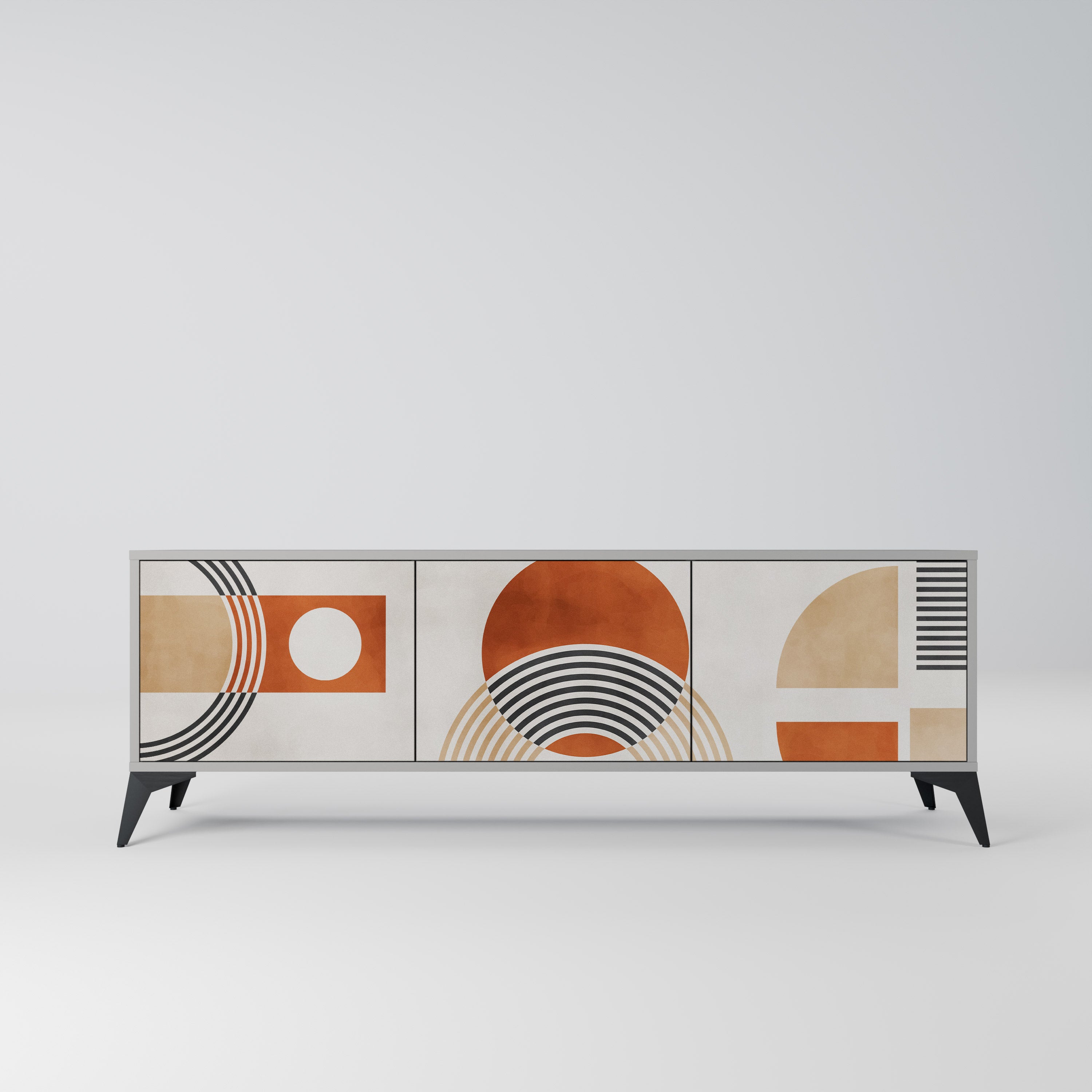 SPACE AROUND 3-Door TV Stand in Grey Finish