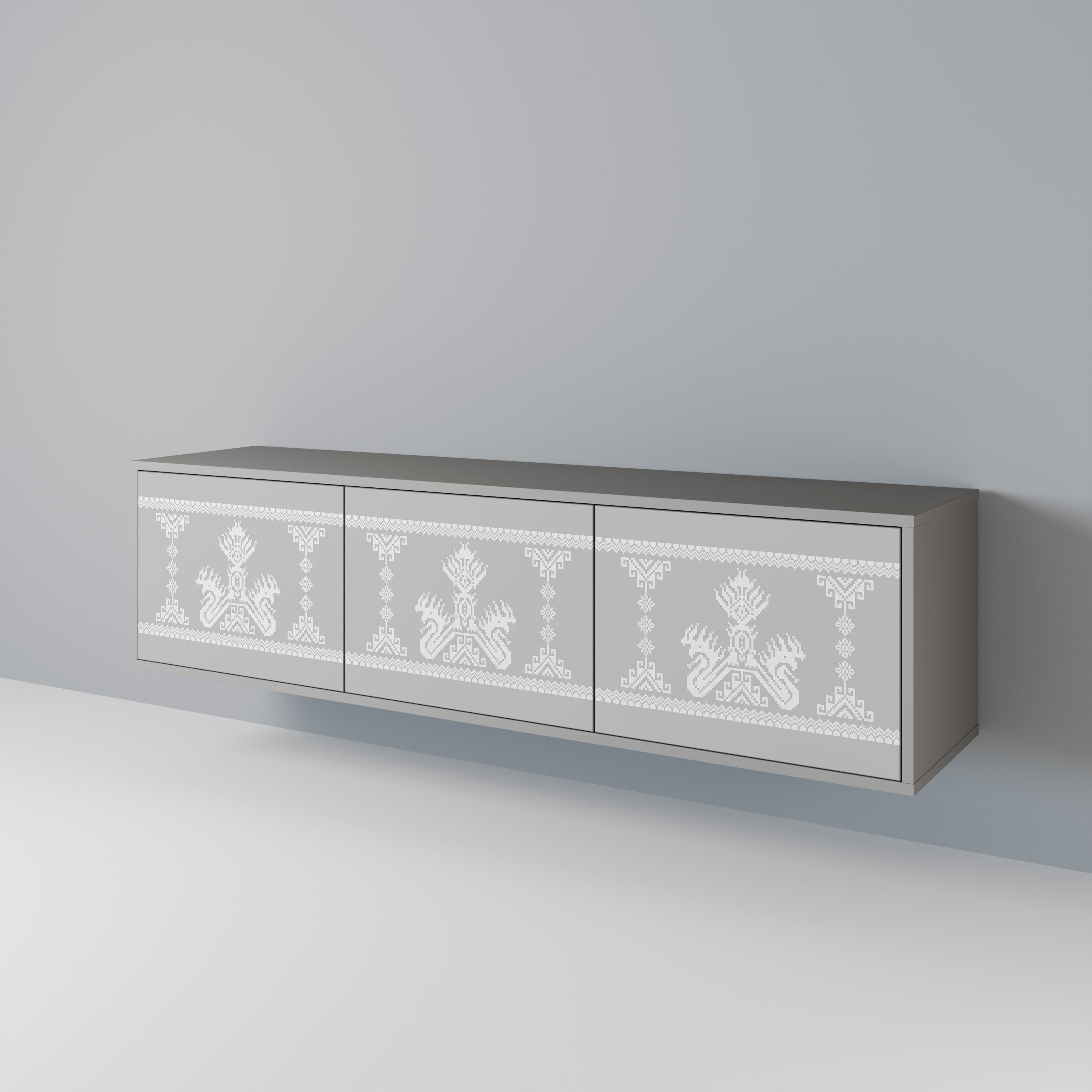 THAI GRAY 3-Door TV Stand in Grey Finish