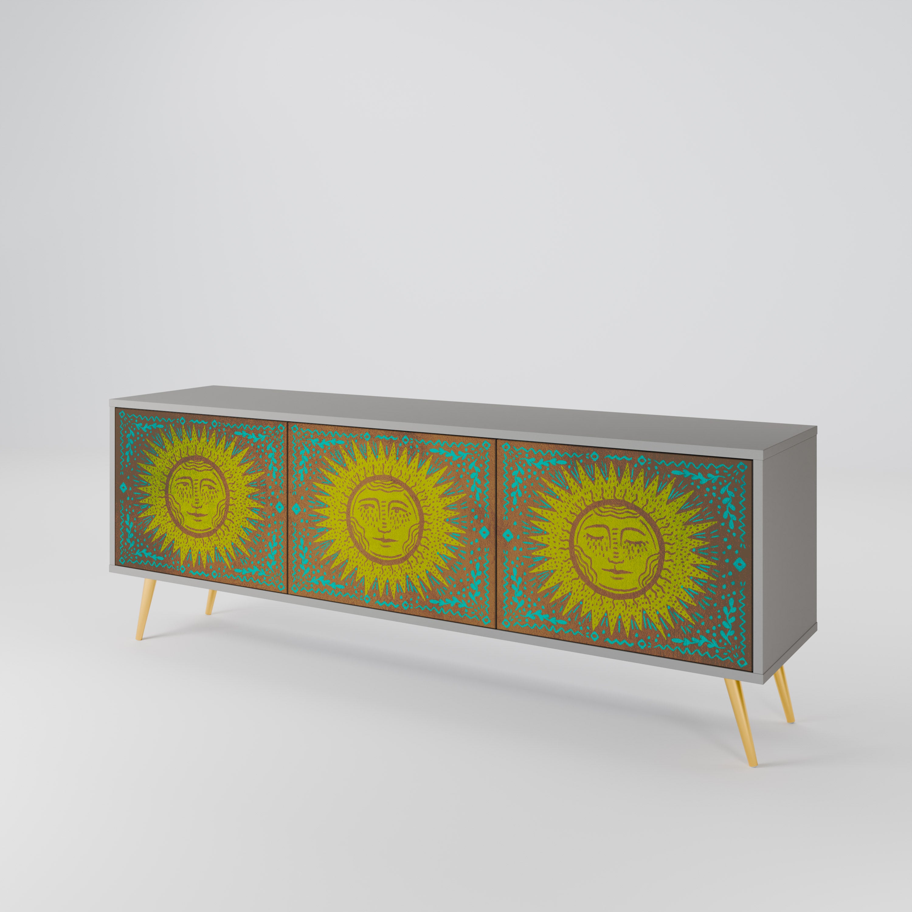 SUNSHINE EULOGY 3-Door TV Stand in Grey Finish