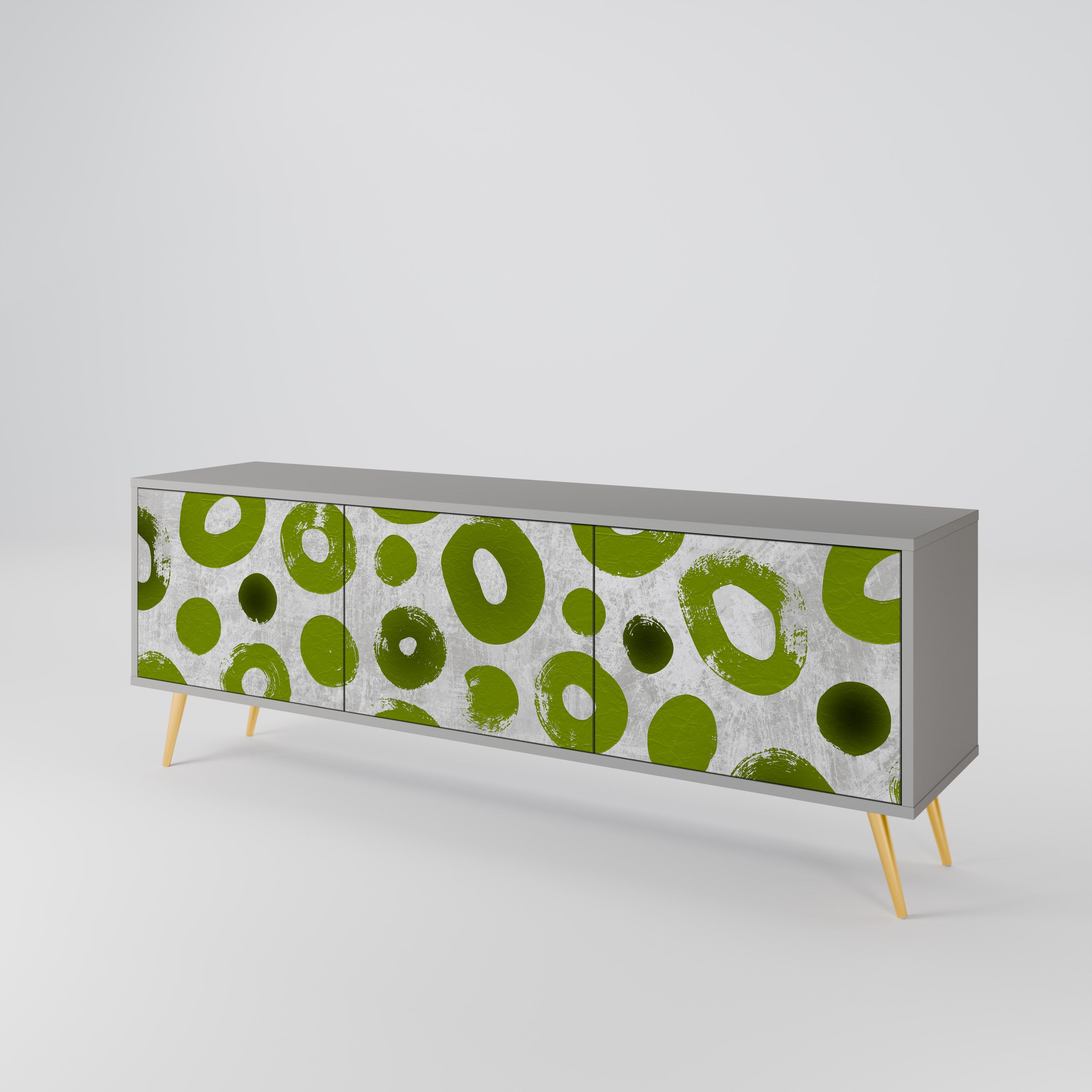 GREEN RHAPSODY 3-Door TV Stand in Grey Finish