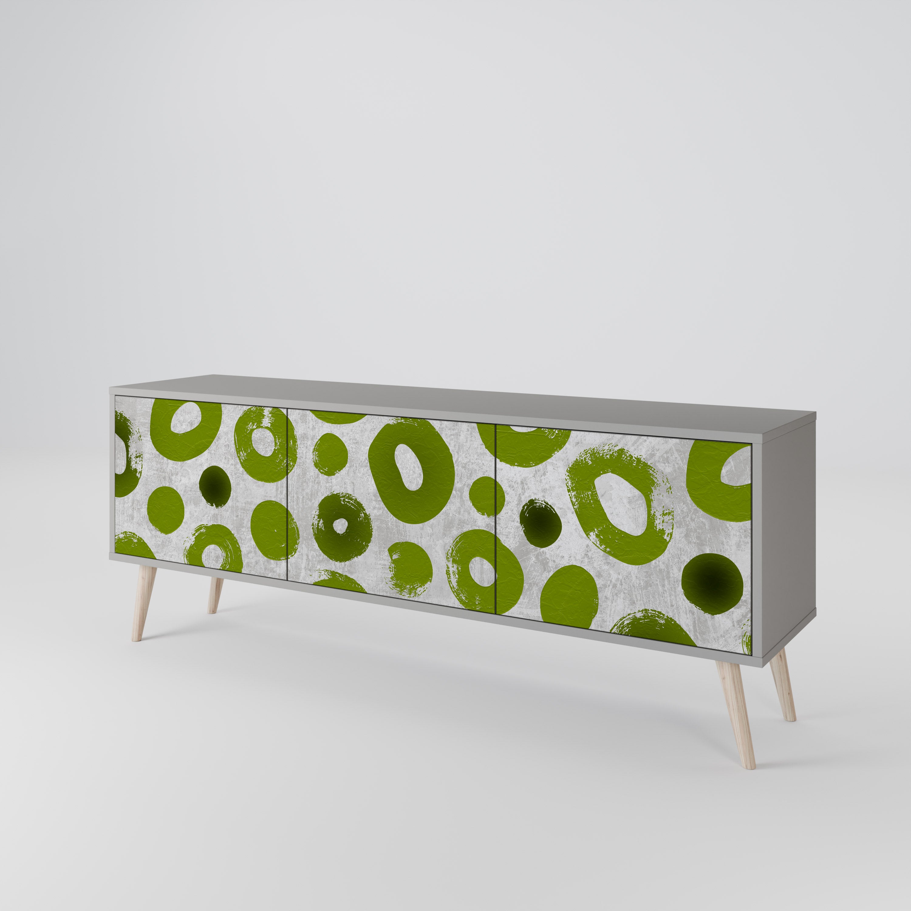 GREEN RHAPSODY 3-Door TV Stand in Grey Finish