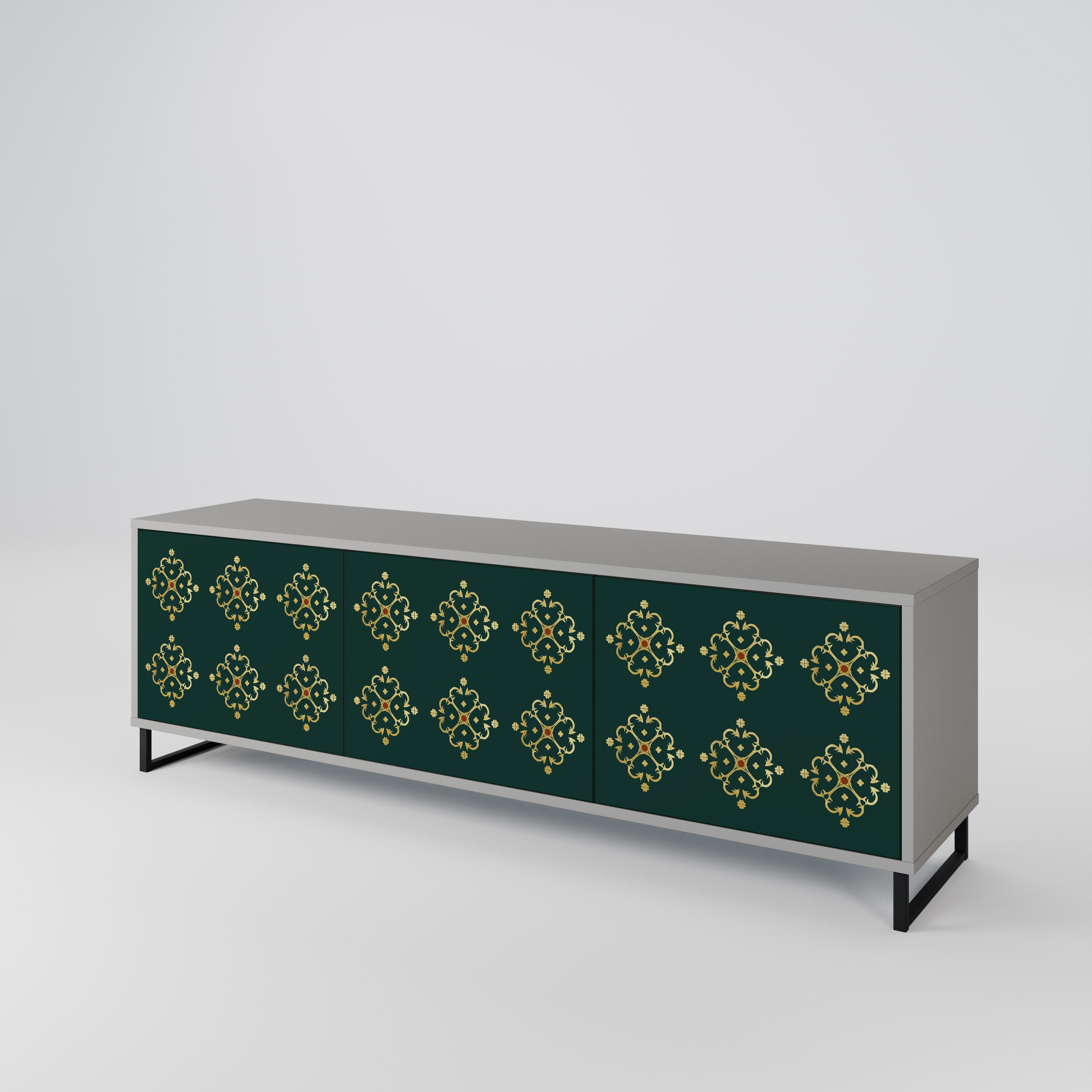 ROYAL MEDALLION 3-Door TV Stand in Grey Finish