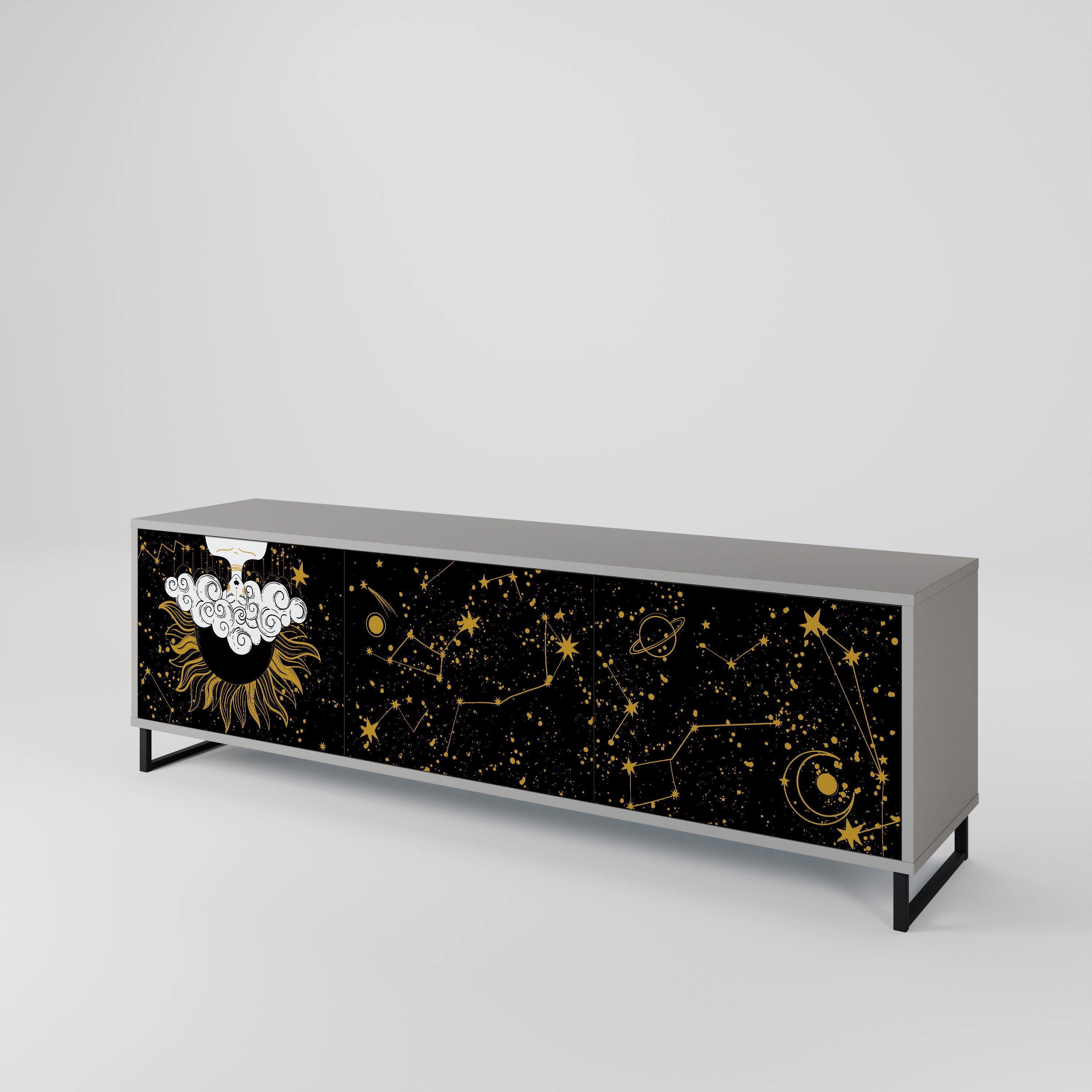 STELLAR CONSTELLATIONS 3-Door TV Stand in Grey Finish