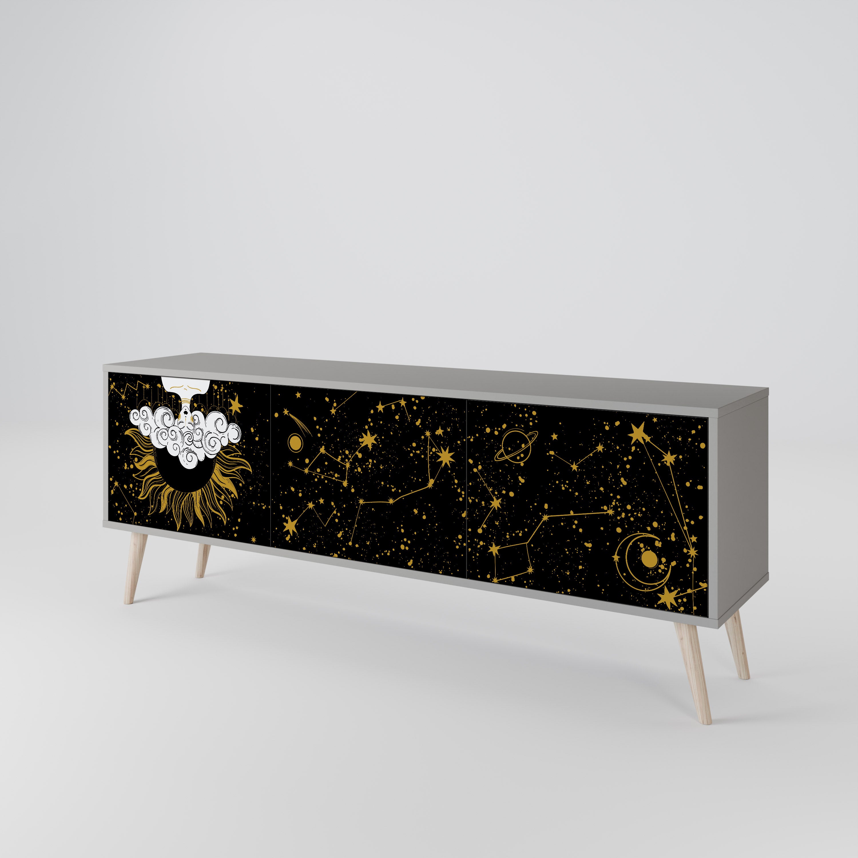 STELLAR CONSTELLATIONS 3-Door TV Stand in Grey Finish