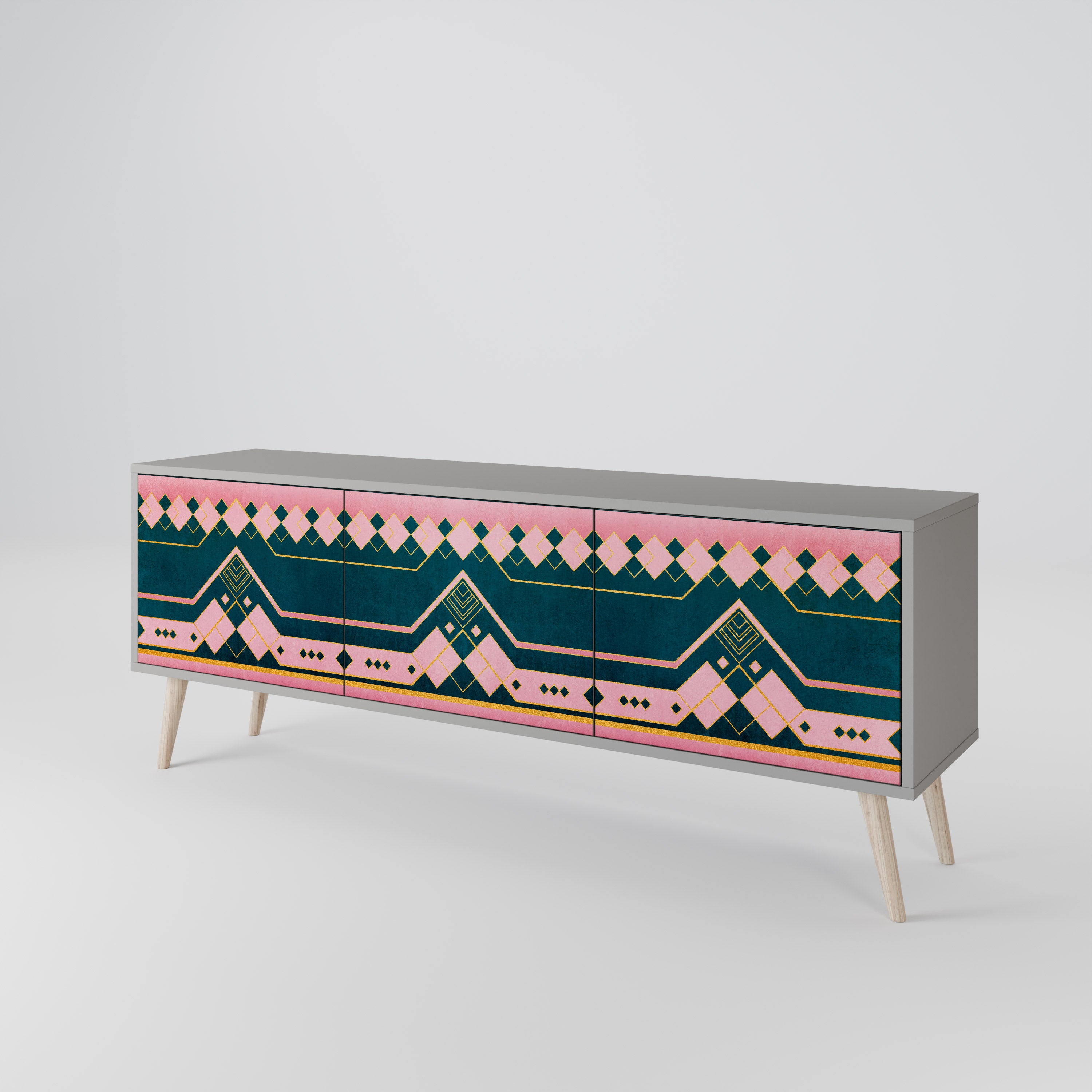 ROYAL COMPOSITION 3-Door TV Stand in Grey Finish