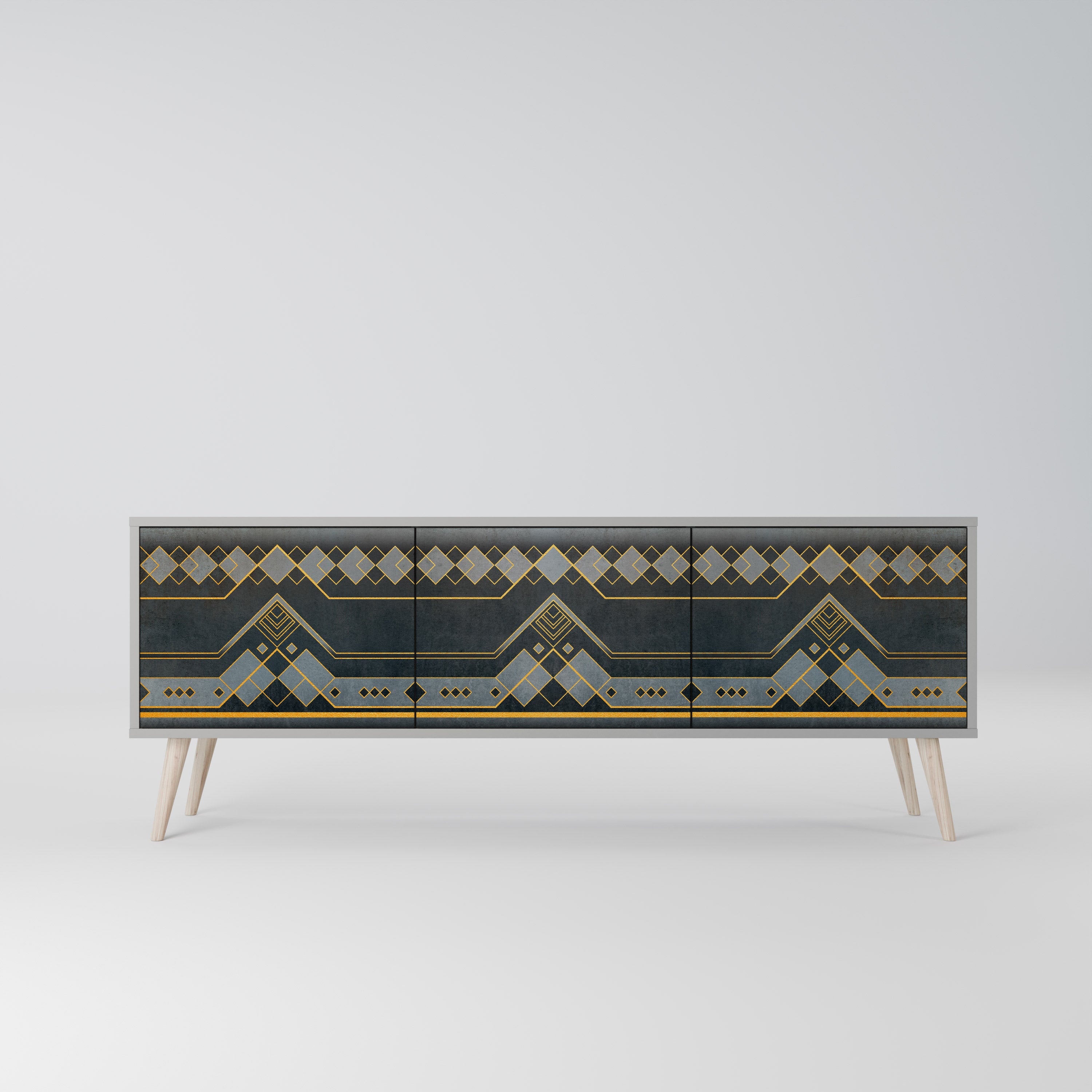 ROYAL ORDINARINESS 3-Door TV Stand in Grey Finish