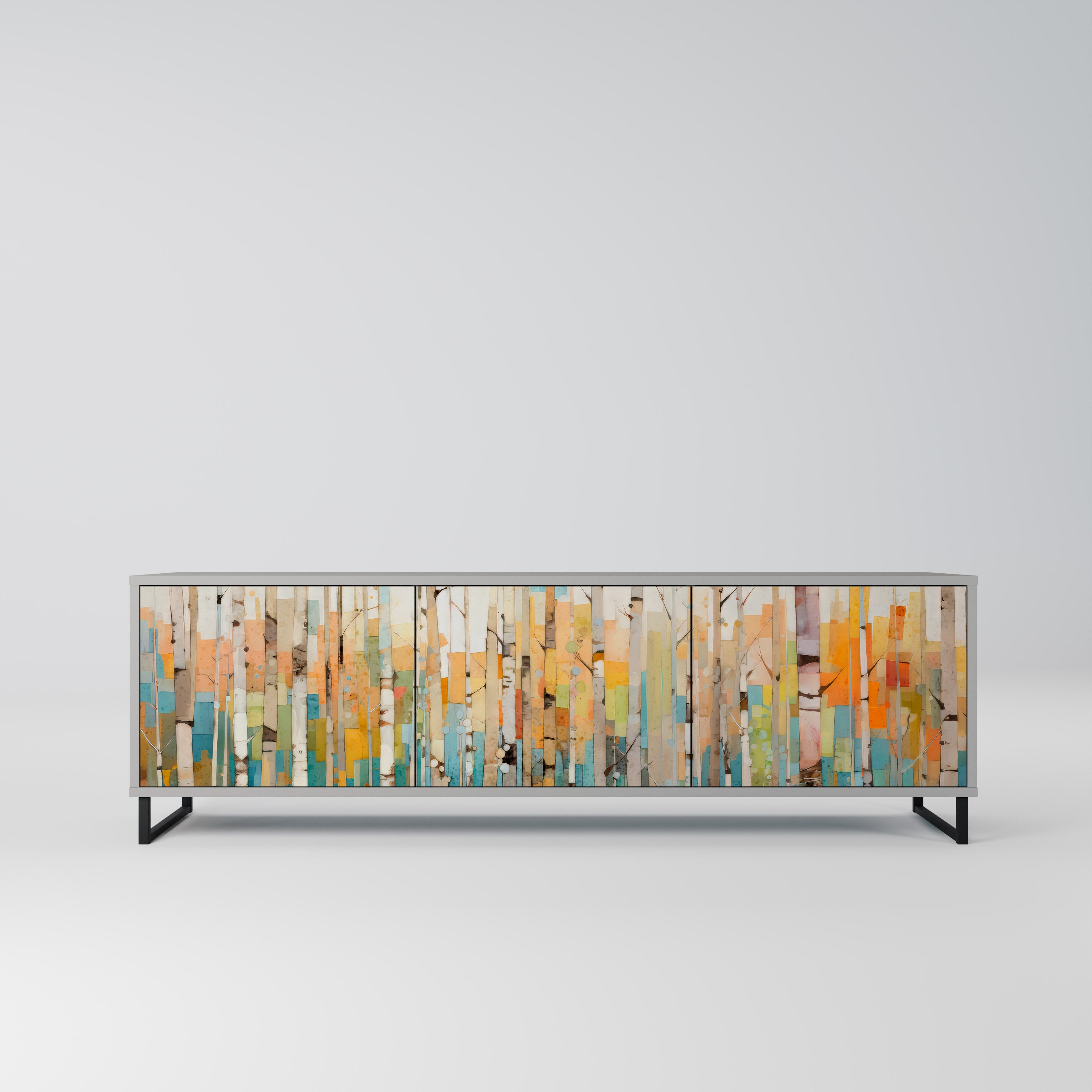 BIRCH KALEIDOSCOPE 3-Door TV Stand in Grey Finish