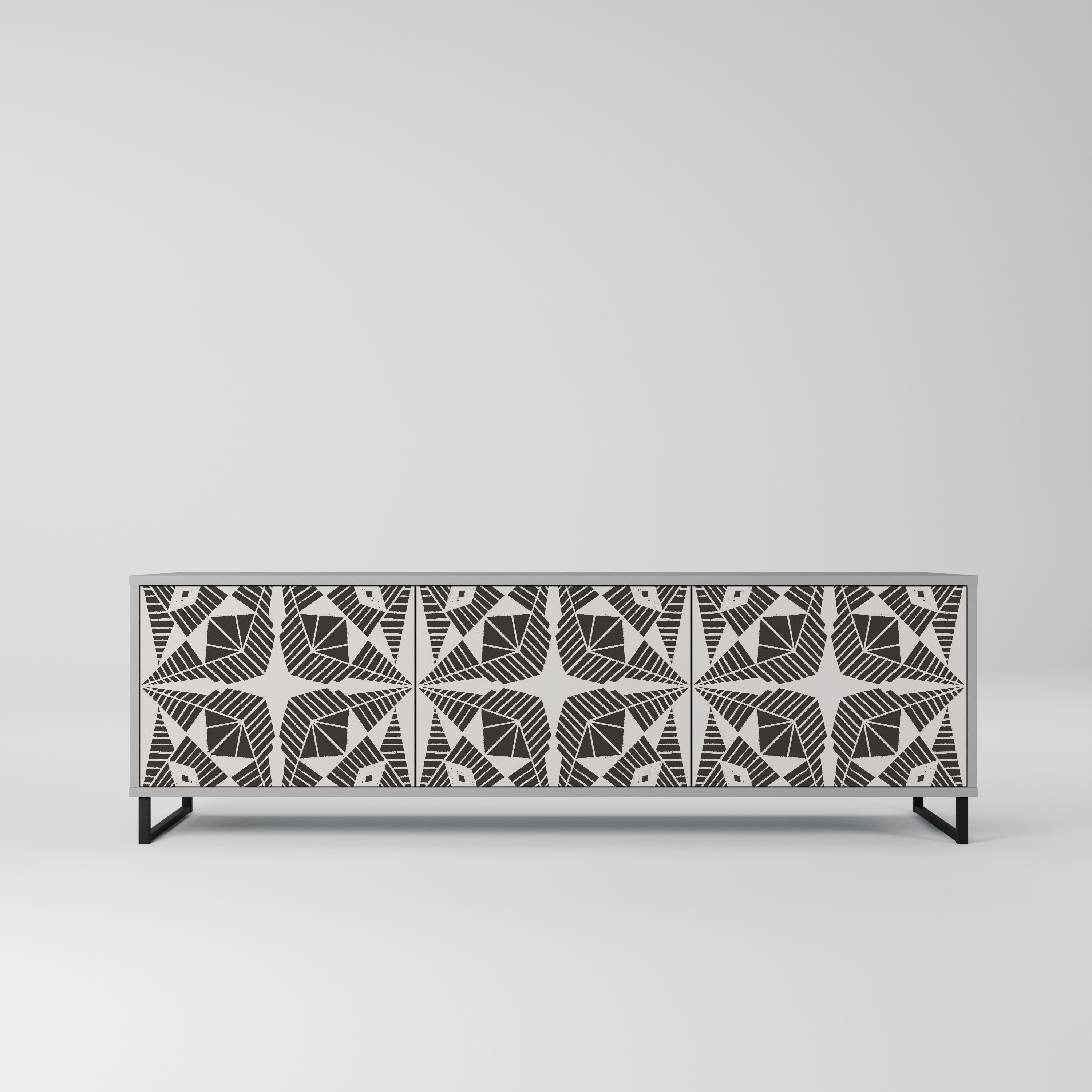 MONOCHROME NEXUS 3-Door TV Stand in Grey Finish
