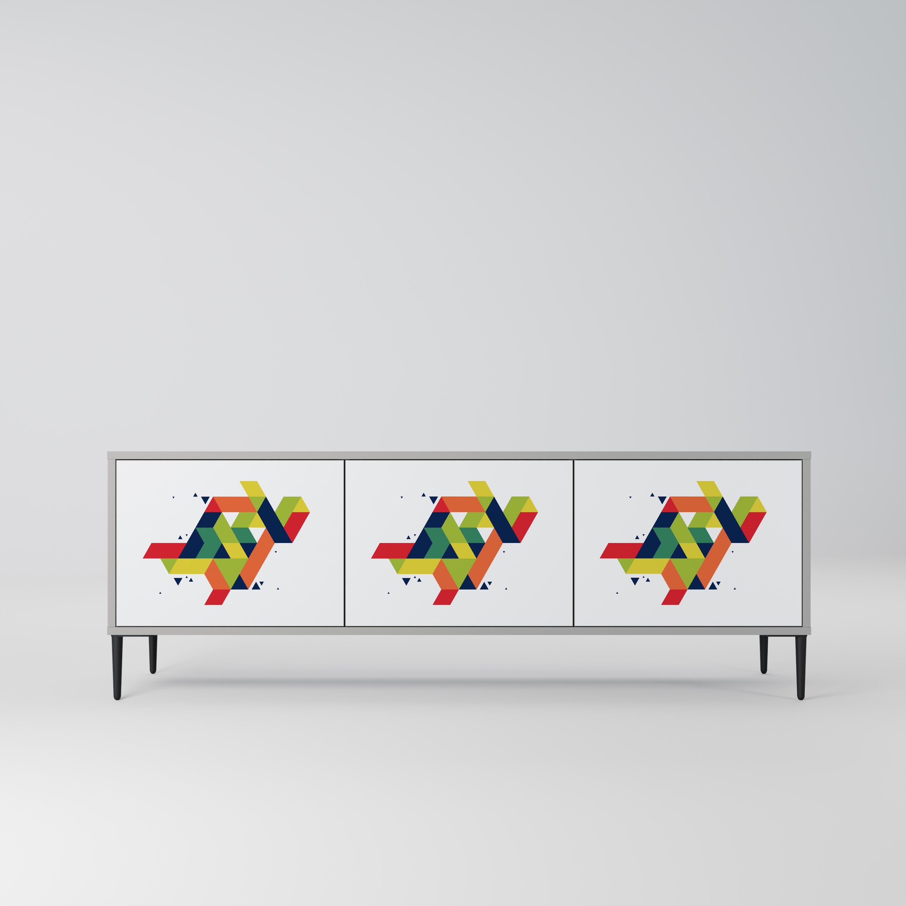 FUTURE SIGN 3-Door TV Stand in Grey Finish