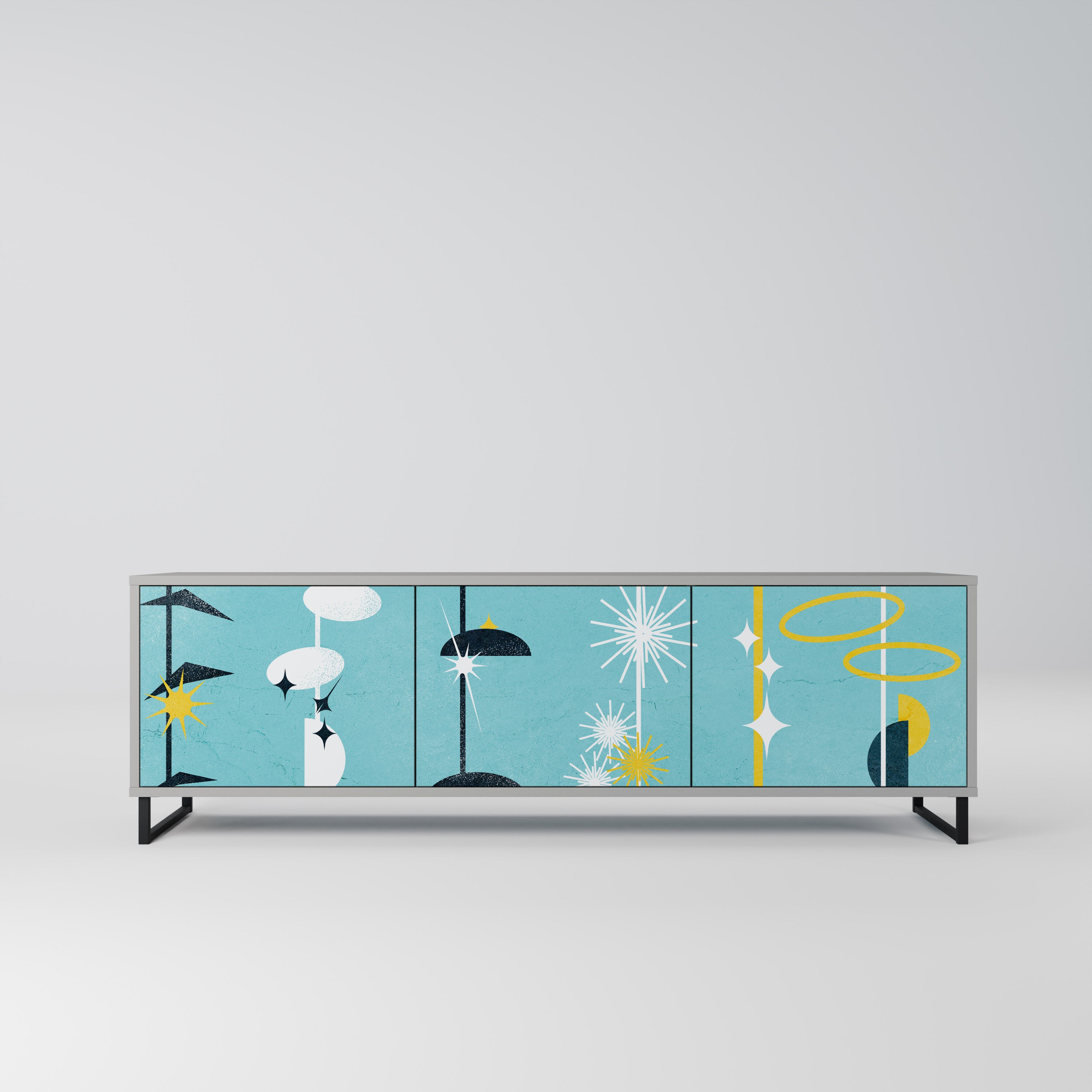 PATHS TO HAPPINESS 3-Door TV Stand in Grey Finish