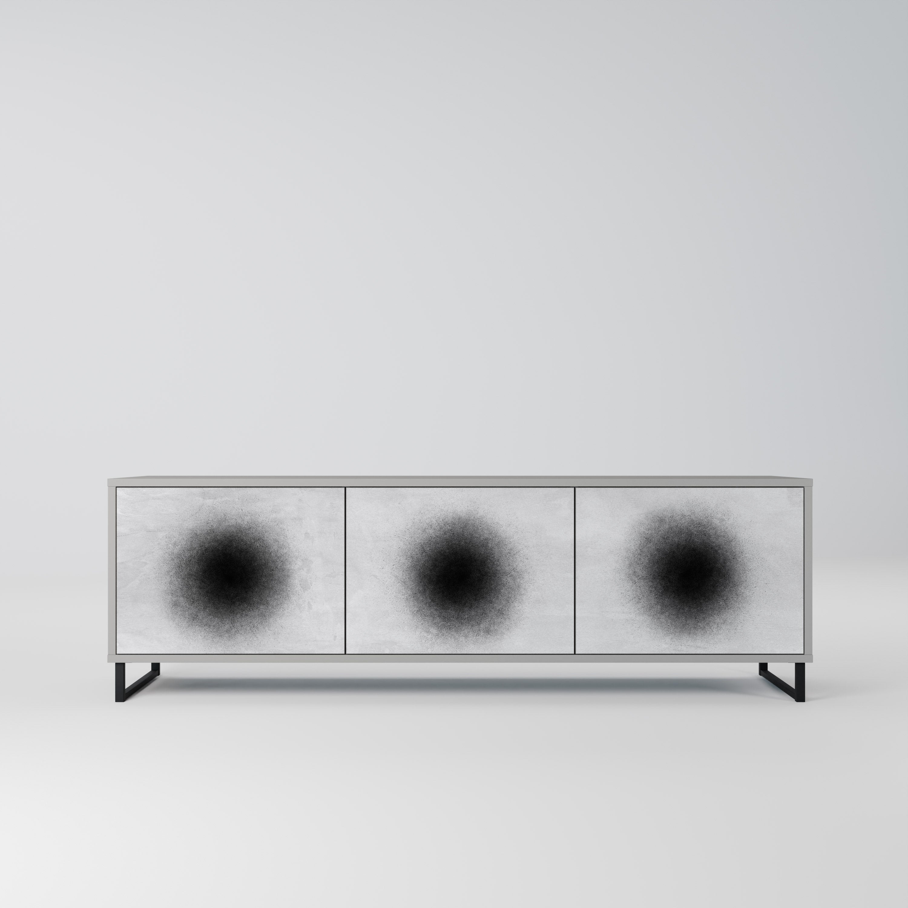 BLACK HOLE 3-Door TV Stand in Grey Finish