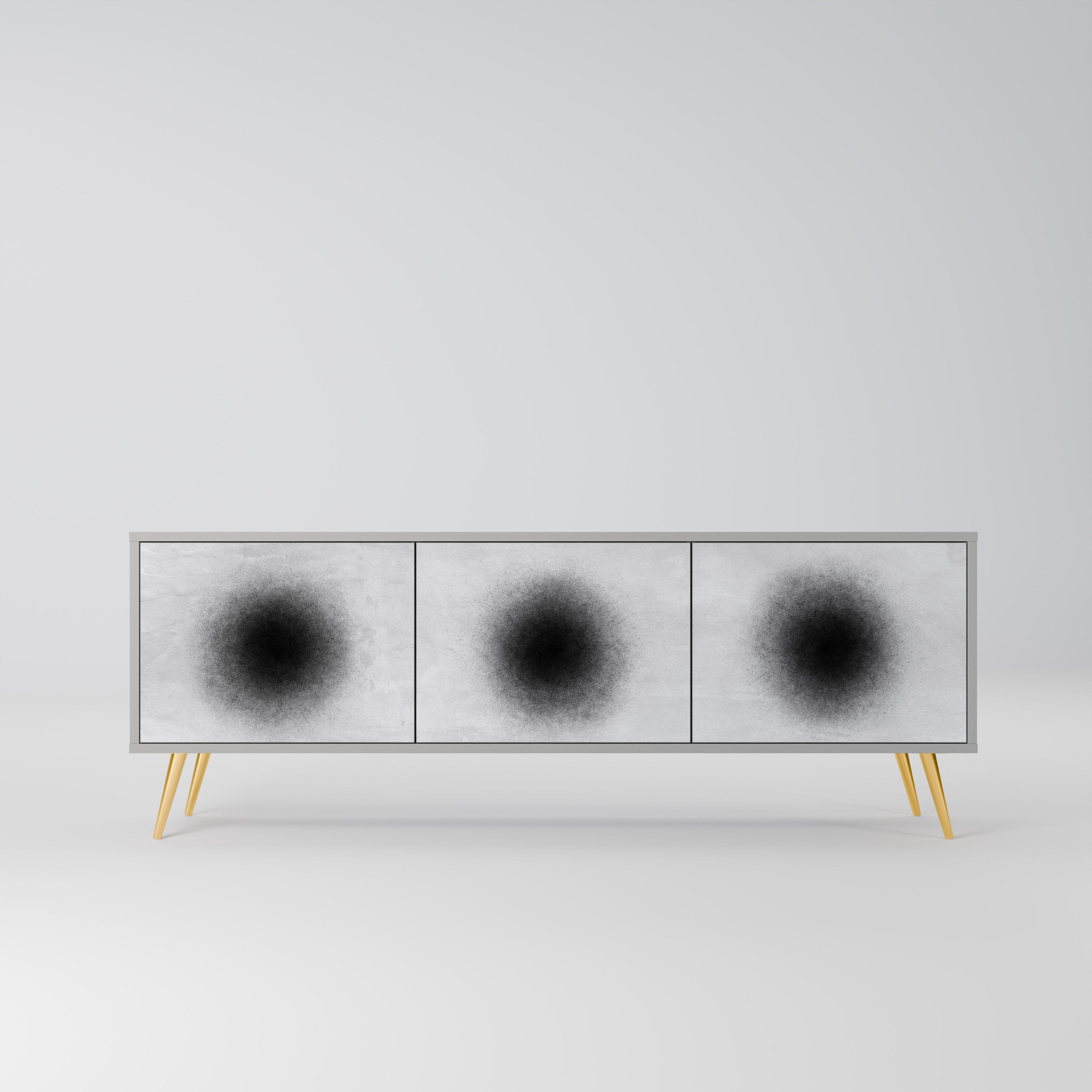 BLACK HOLE 3-Door TV Stand in Grey Finish