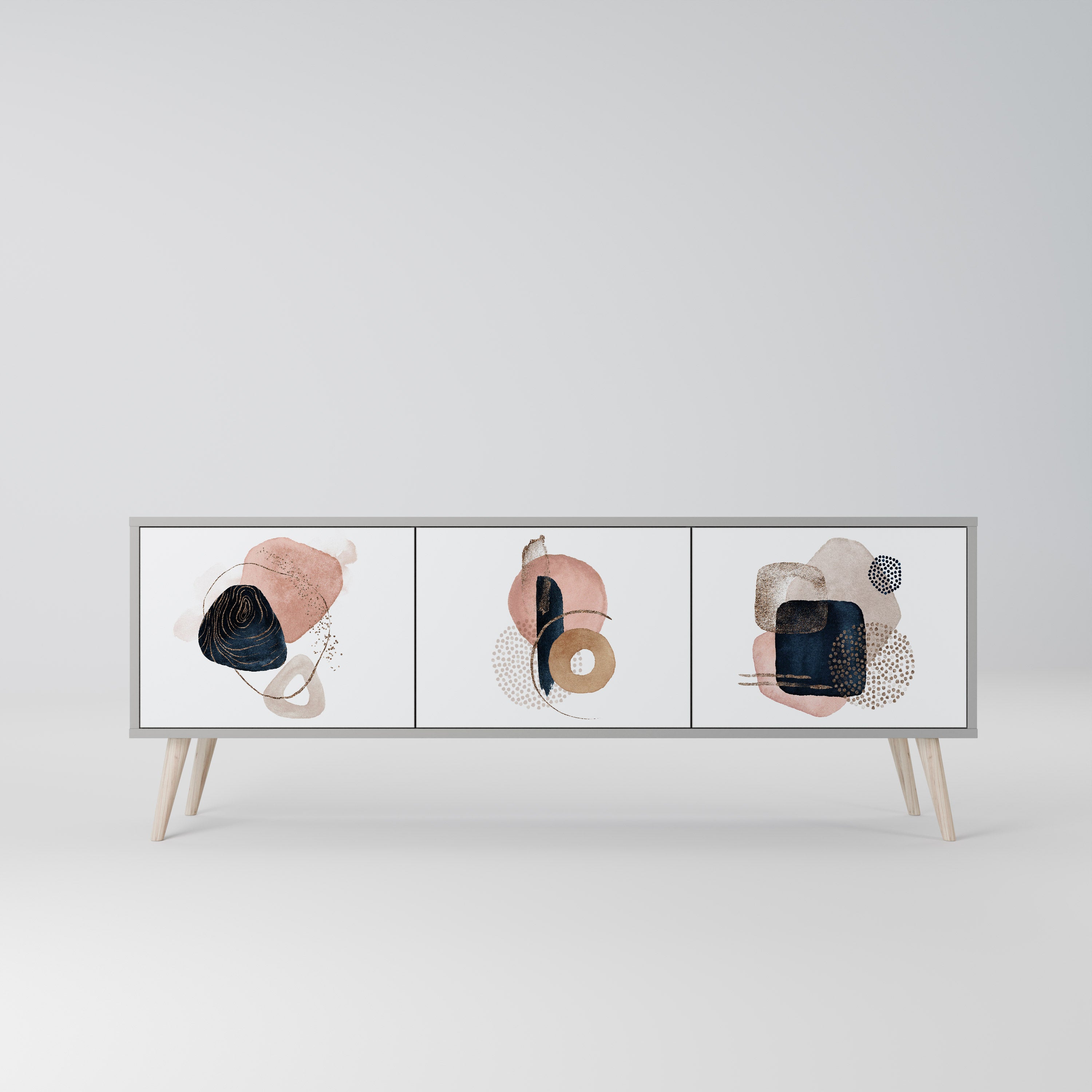 COLORFUL SHAPES 3-Door TV Stand in Grey Finish