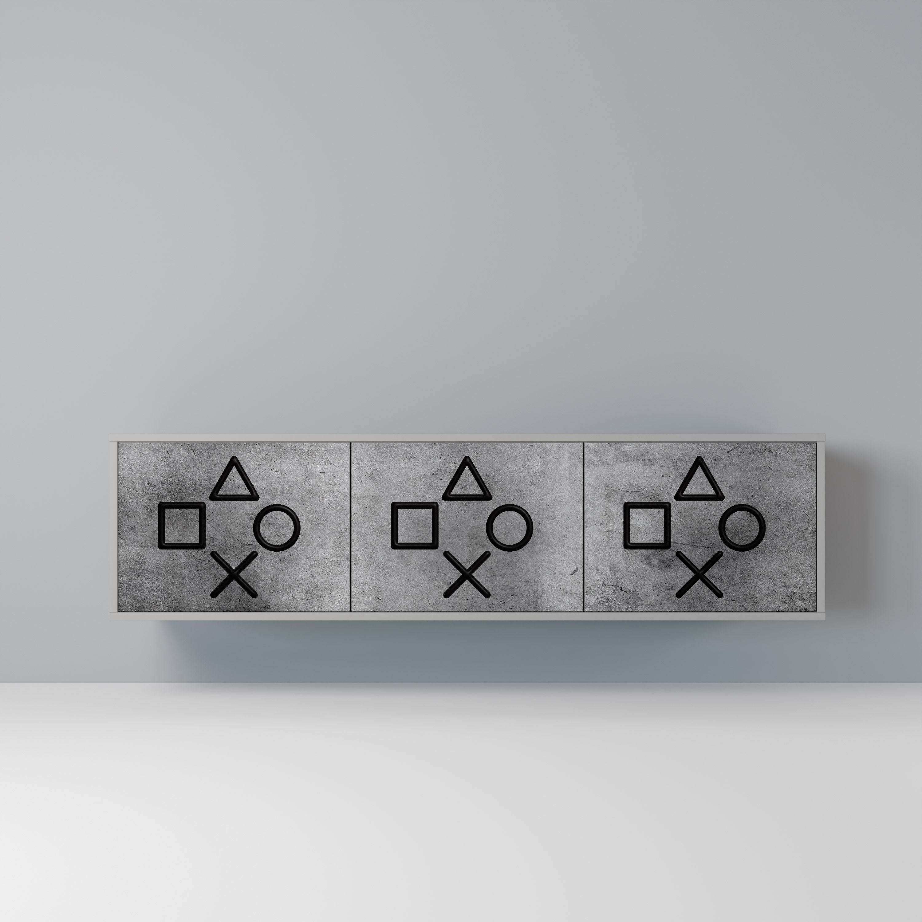 GAMER CHOICE 3-Door TV Stand in Grey Finish