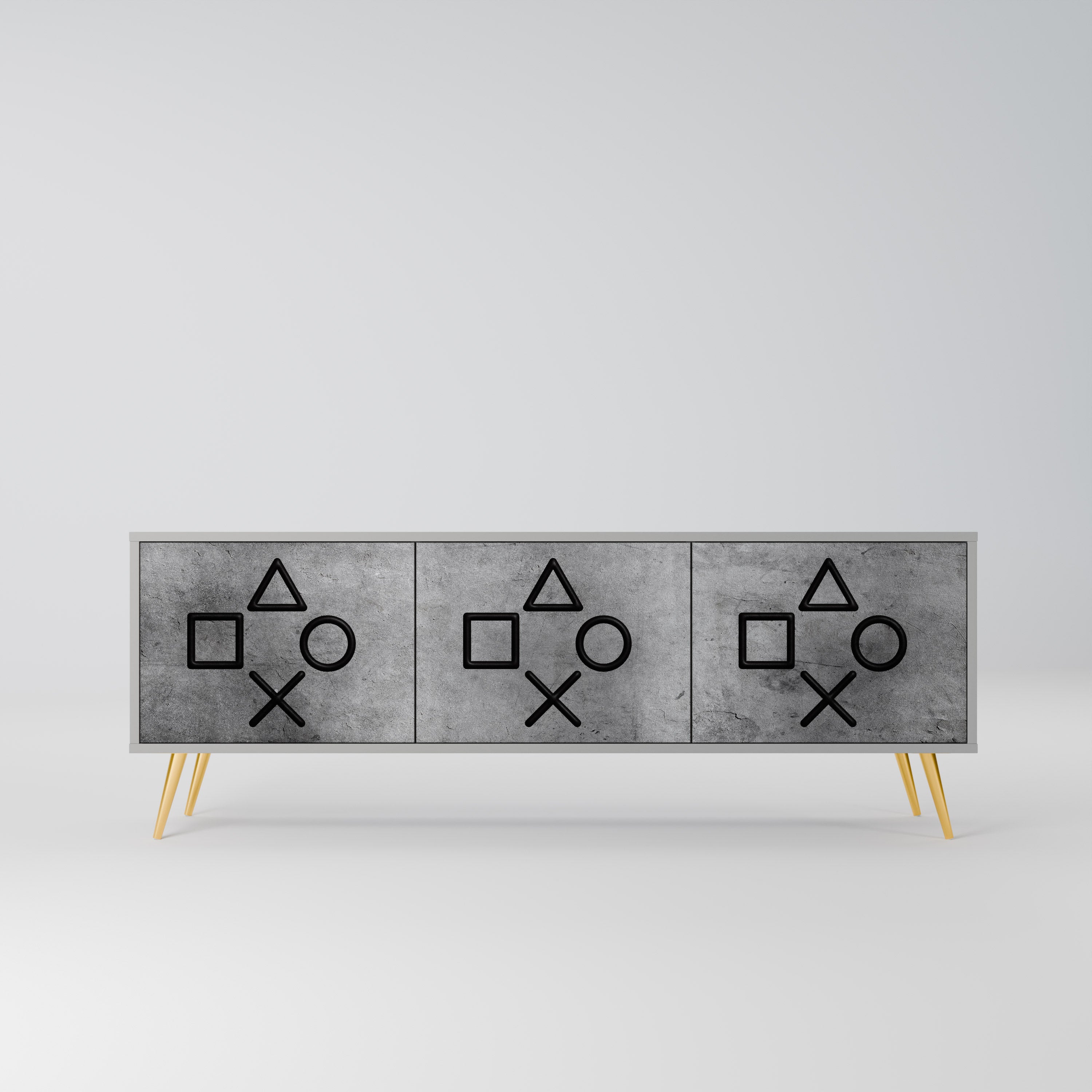 GAMER CHOICE 3-Door TV Stand in Grey Finish