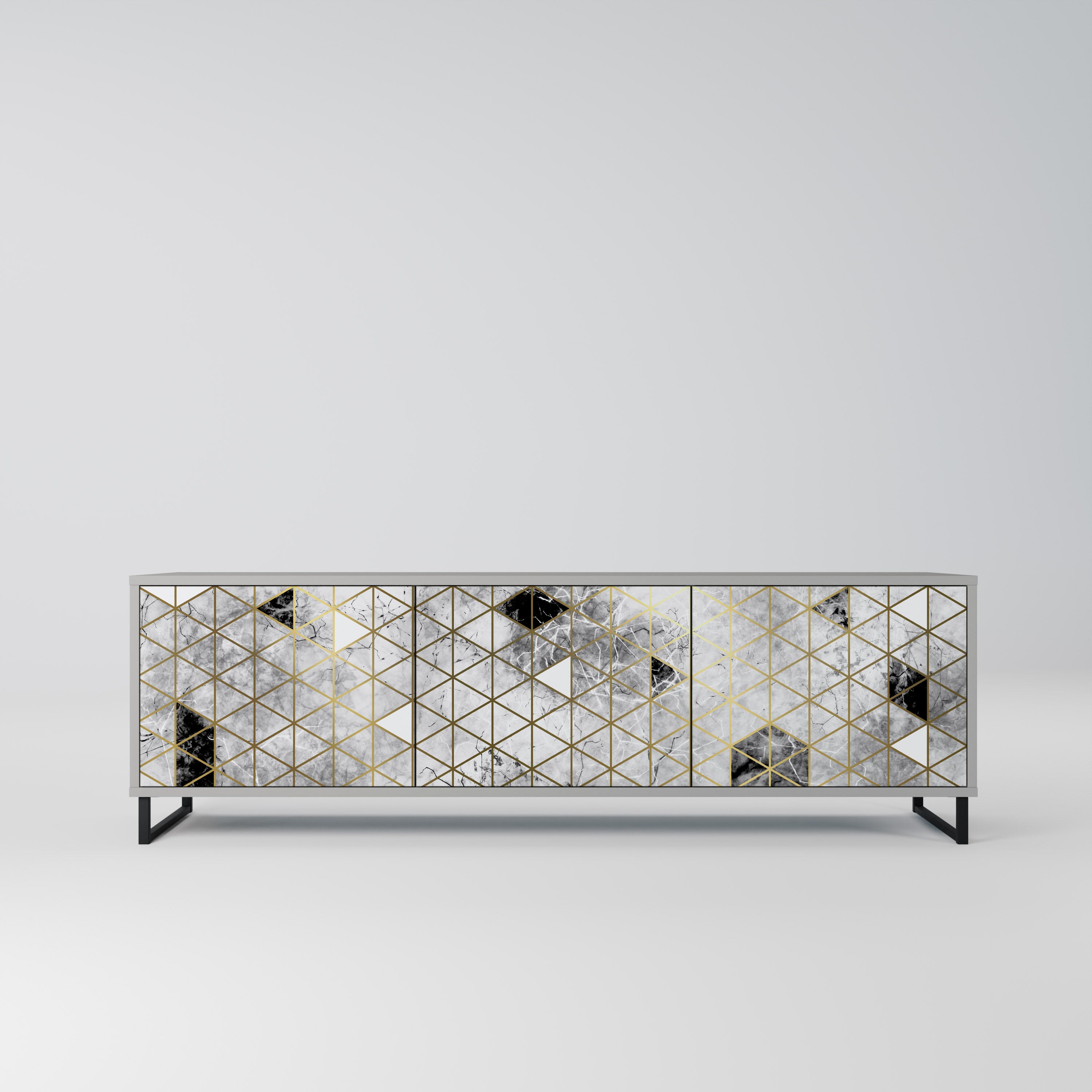 ASHEN ARIA 3-Door TV Stand in Grey Finish