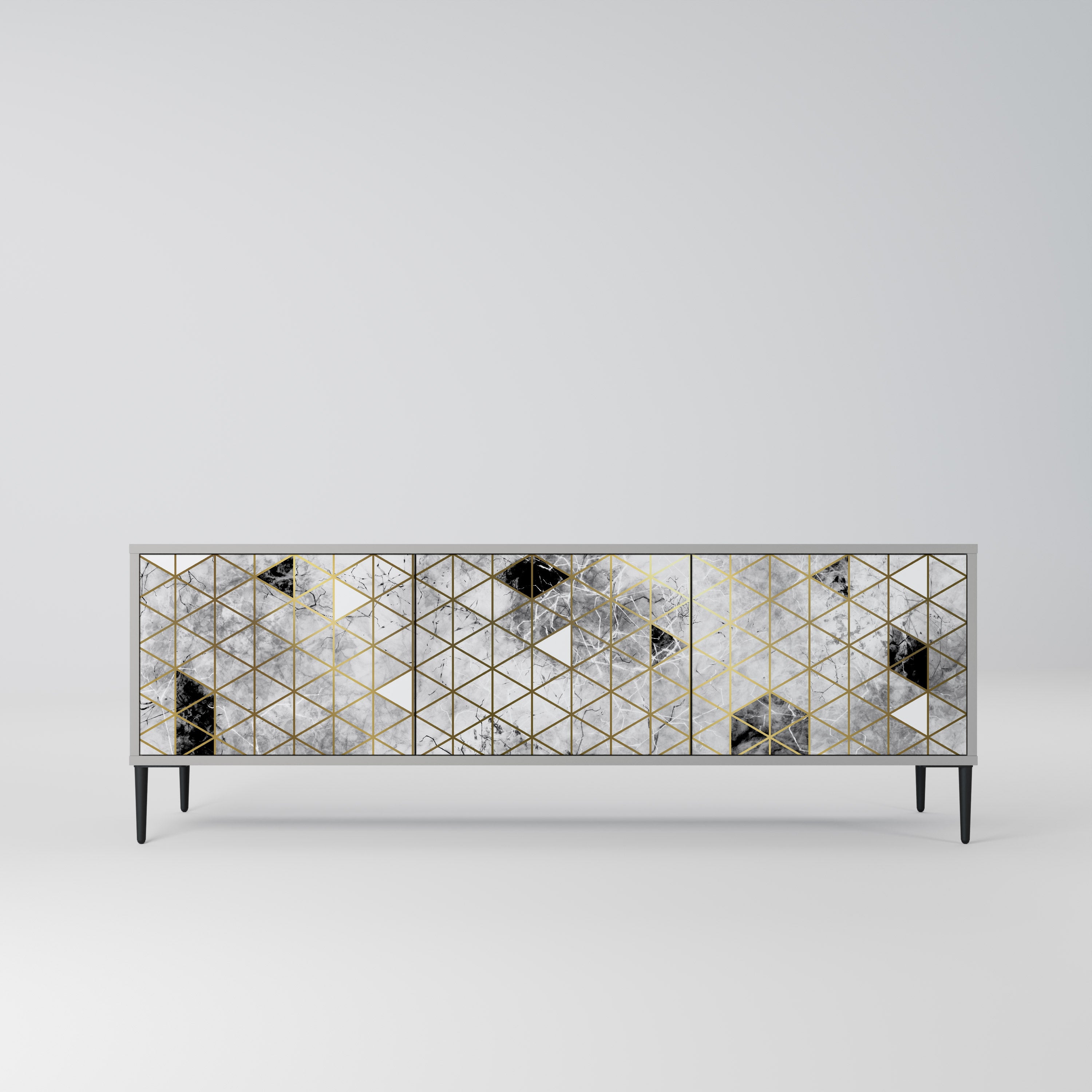 ASHEN ARIA 3-Door TV Stand in Grey Finish