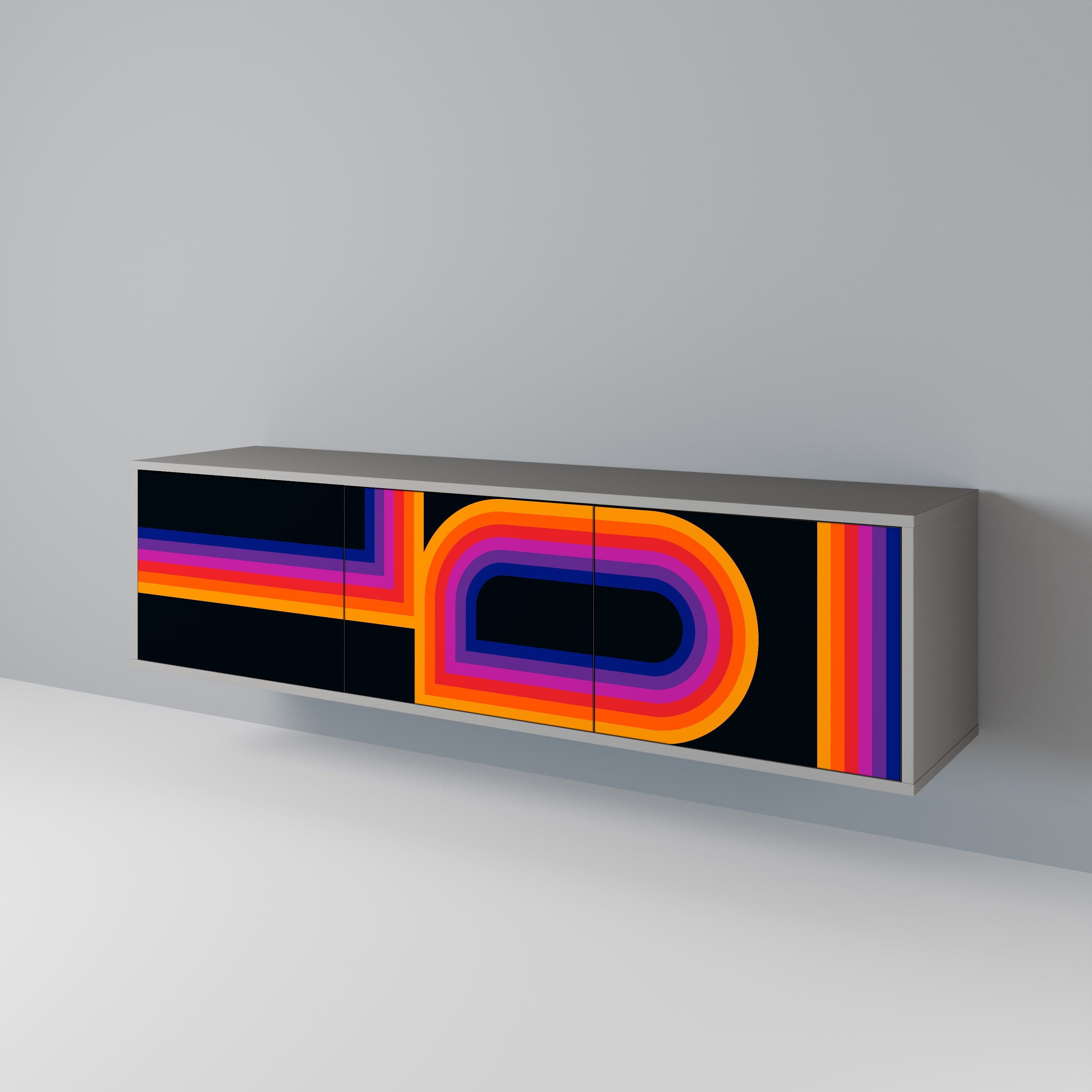 BLINDED BY THE LIGHTS 3-Door TV Stand in Grey Finish