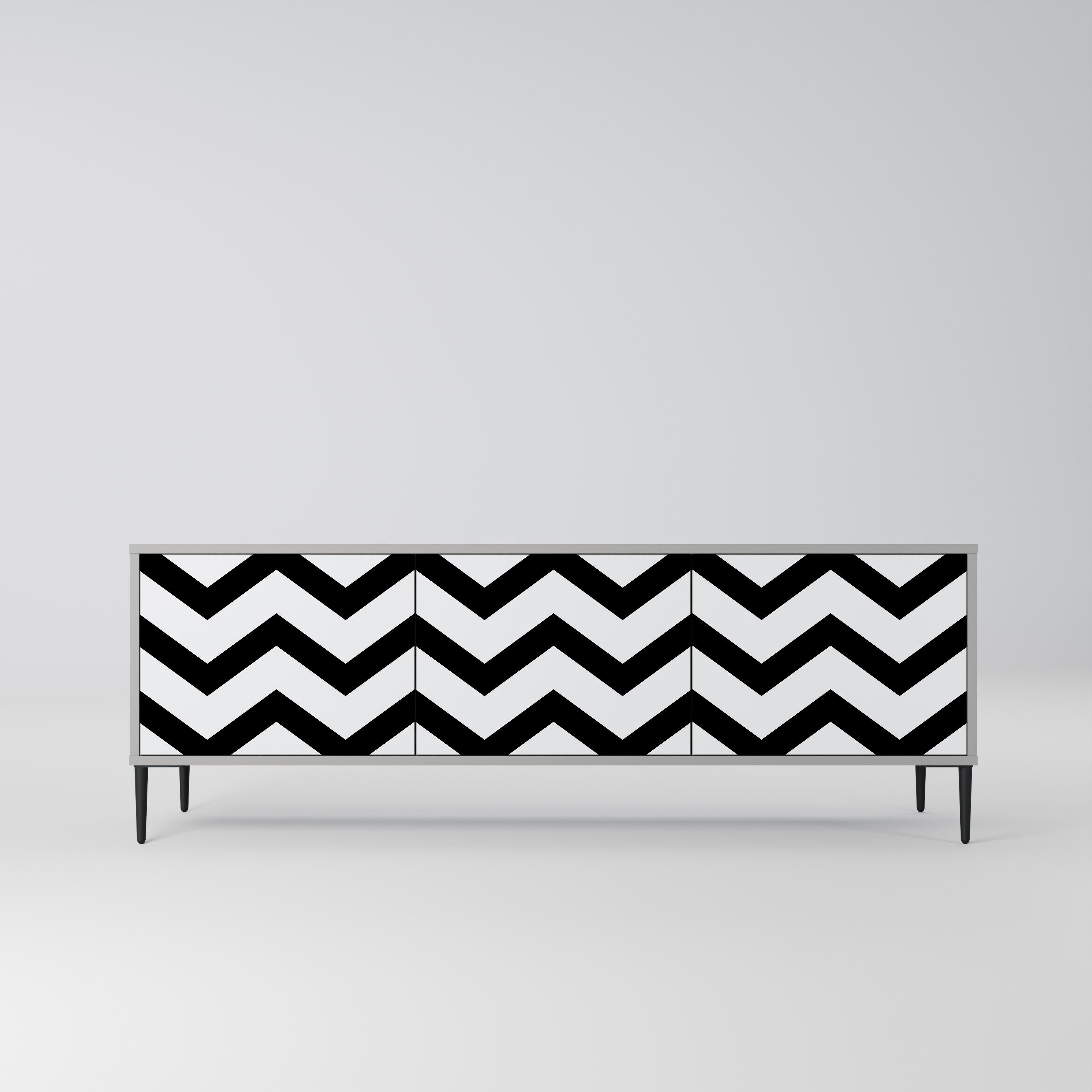 CLASSIC ZIG ZAG 3-Door TV Stand in Grey Finish