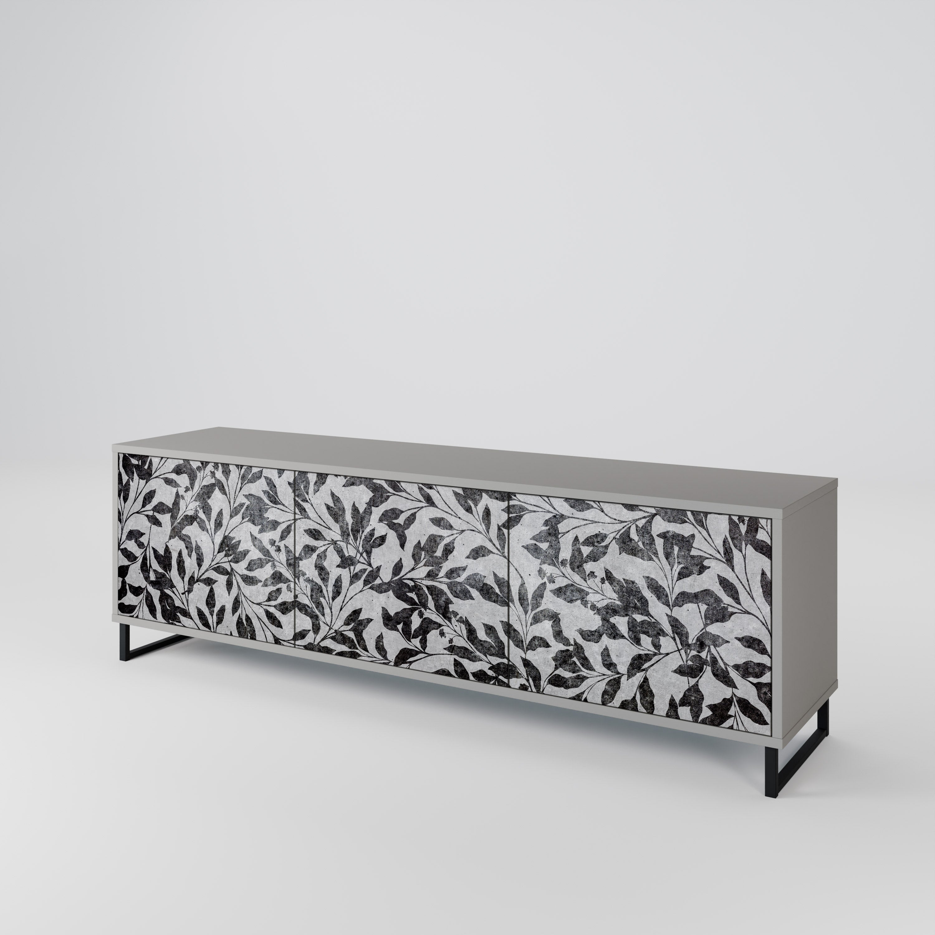 CHARCOAL SPROUT 3-Door TV Stand in Grey Finish