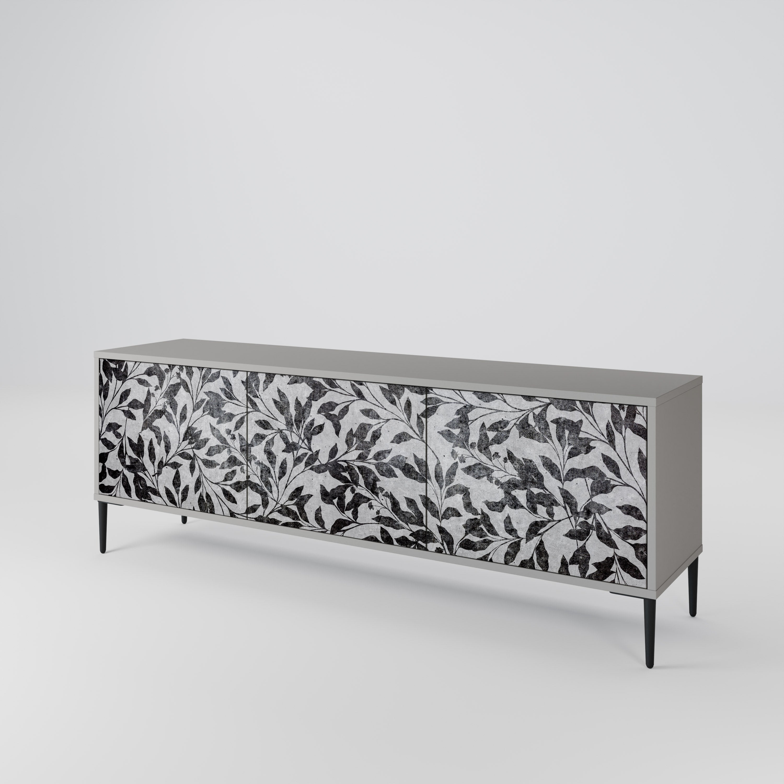 CHARCOAL SPROUT 3-Door TV Stand in Grey Finish