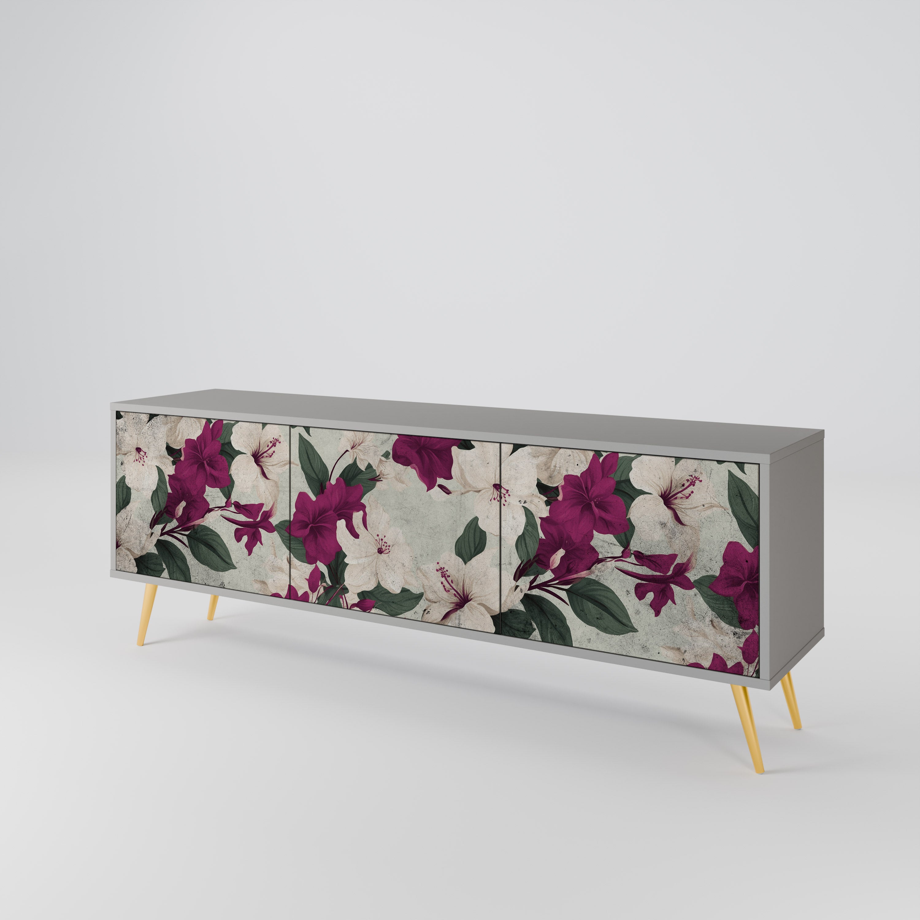 FLOWERET DREAM 3-Door TV Stand in Grey Finish