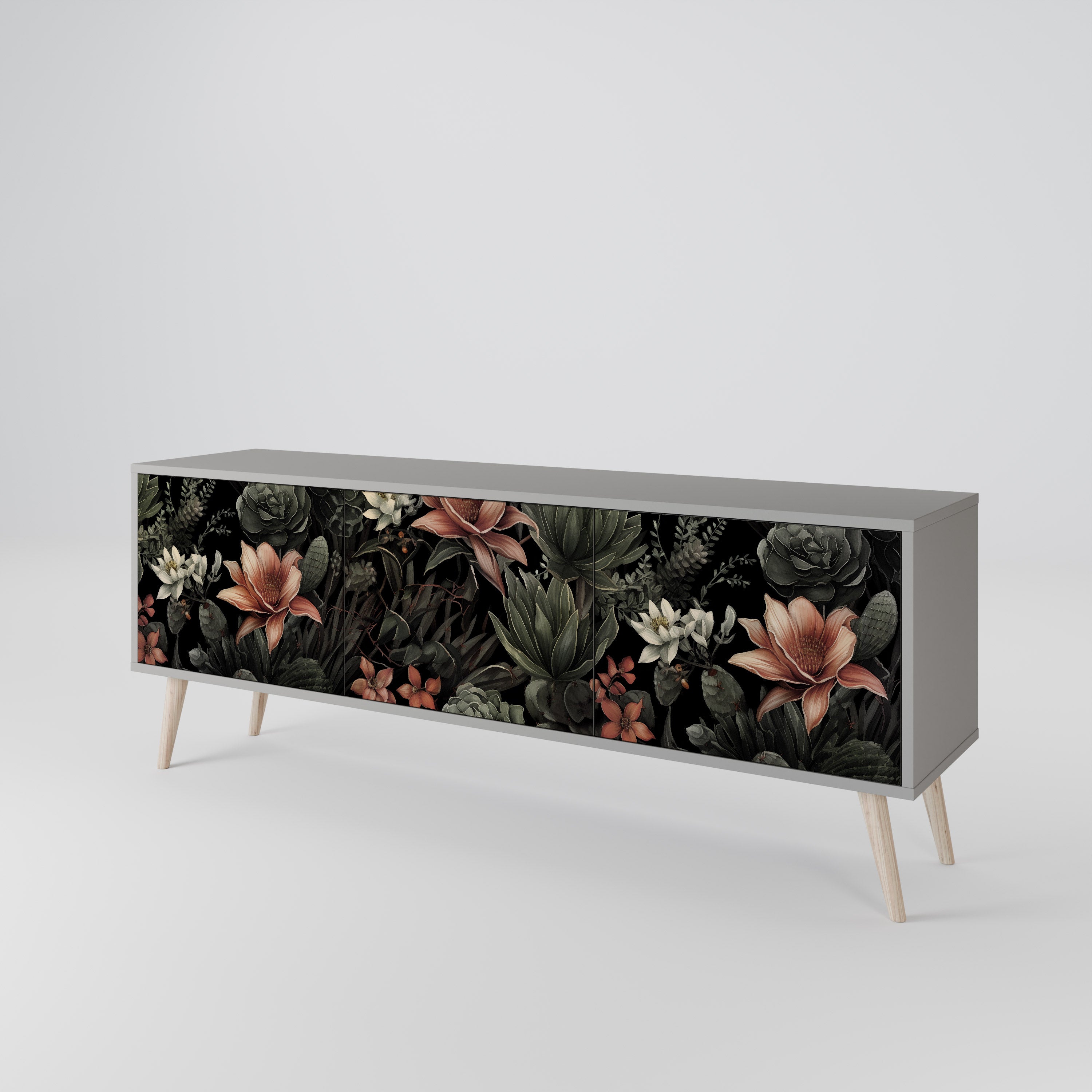 SECRET VERDURE 3-Door TV Stand in Grey Finish