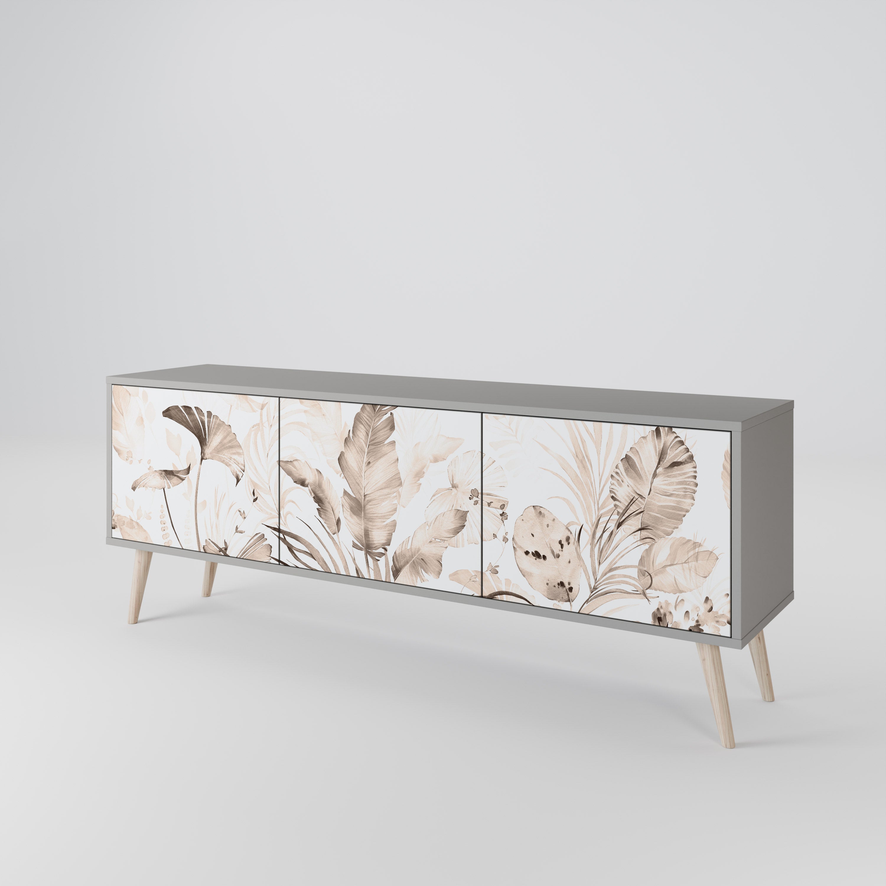 WILD TENDERNESS 3-Door TV Stand in Grey Finish