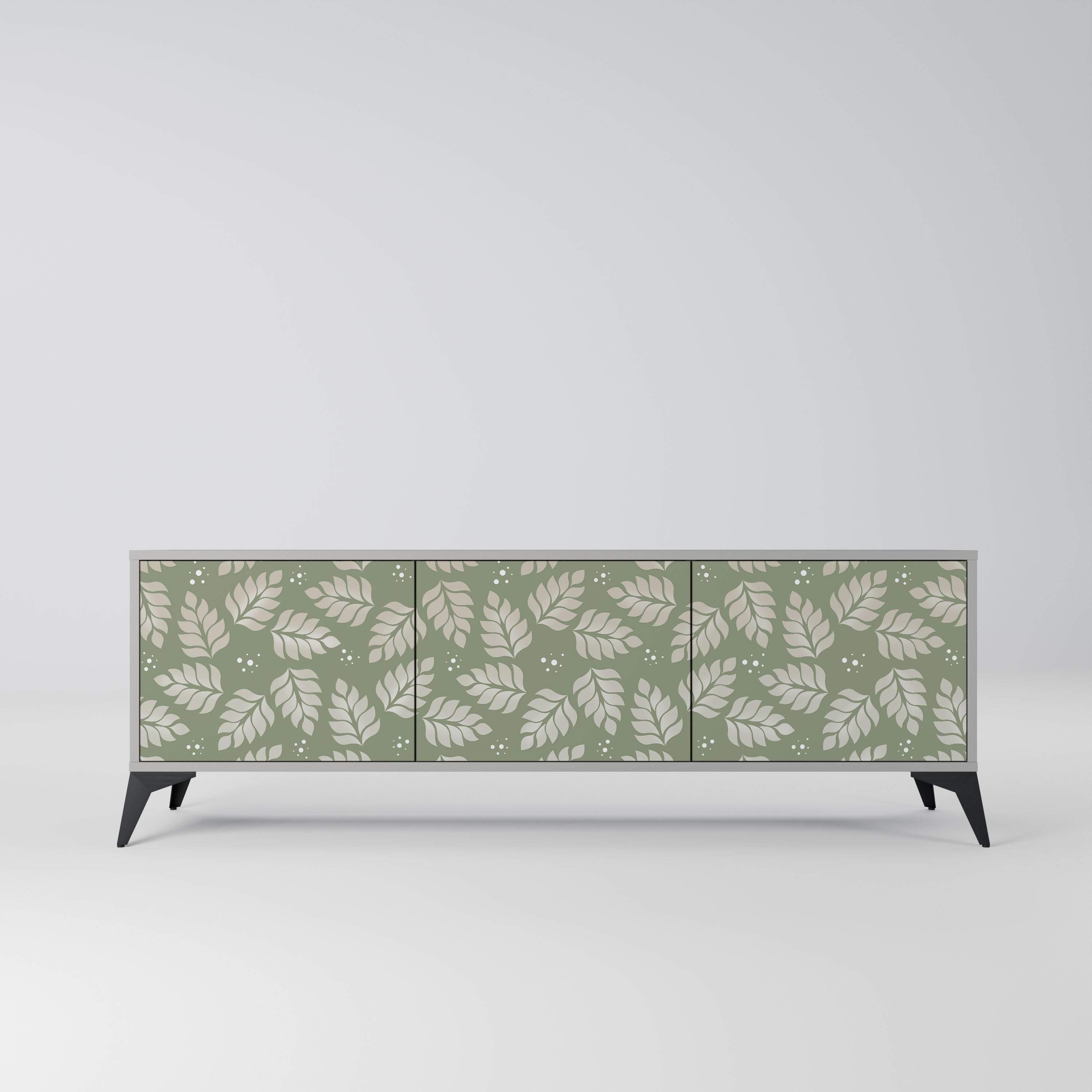 LEAVES ON GREEN 3-Door TV Stand in Grey Finish