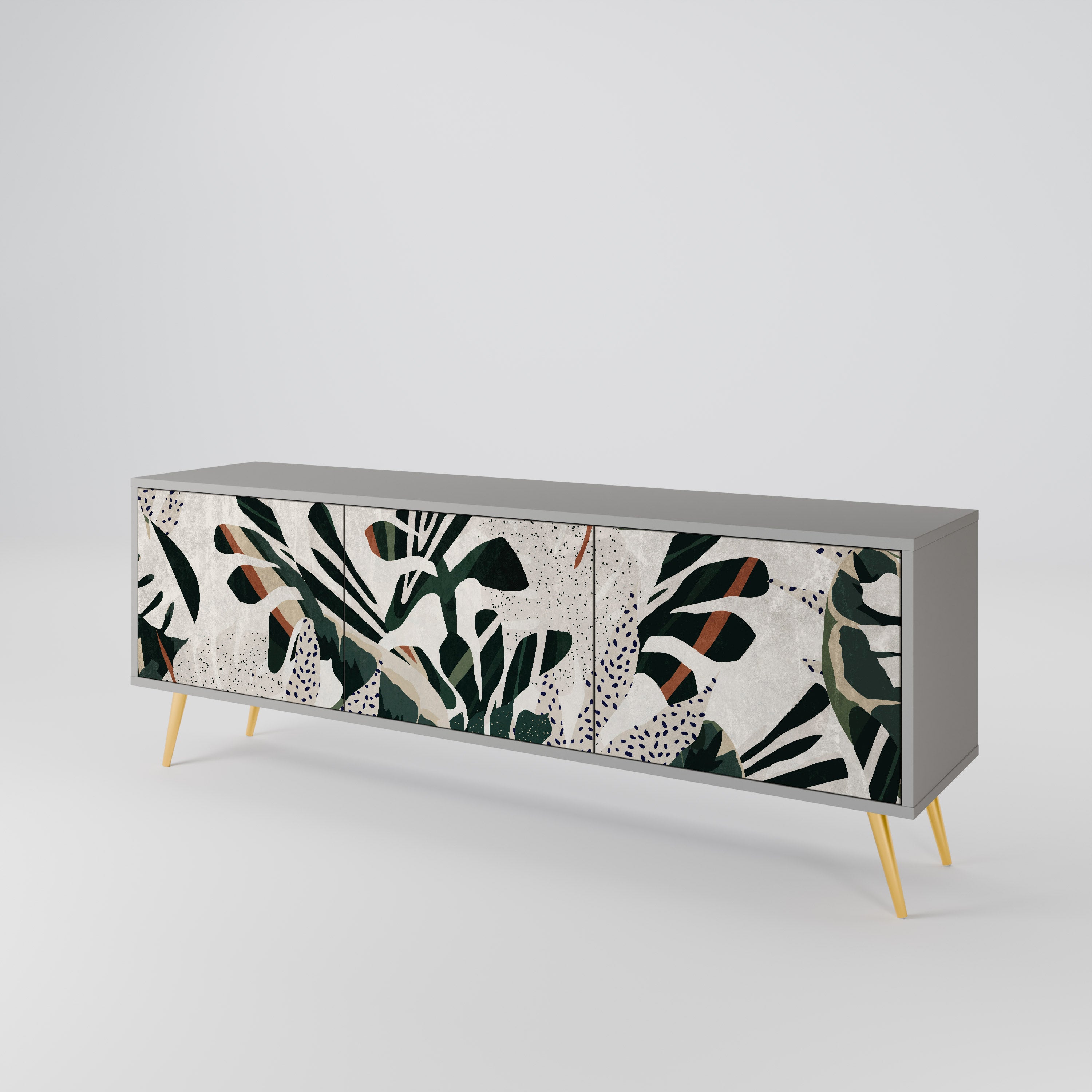 VERDURE FORMATION 3-Door TV Stand in Grey Finish