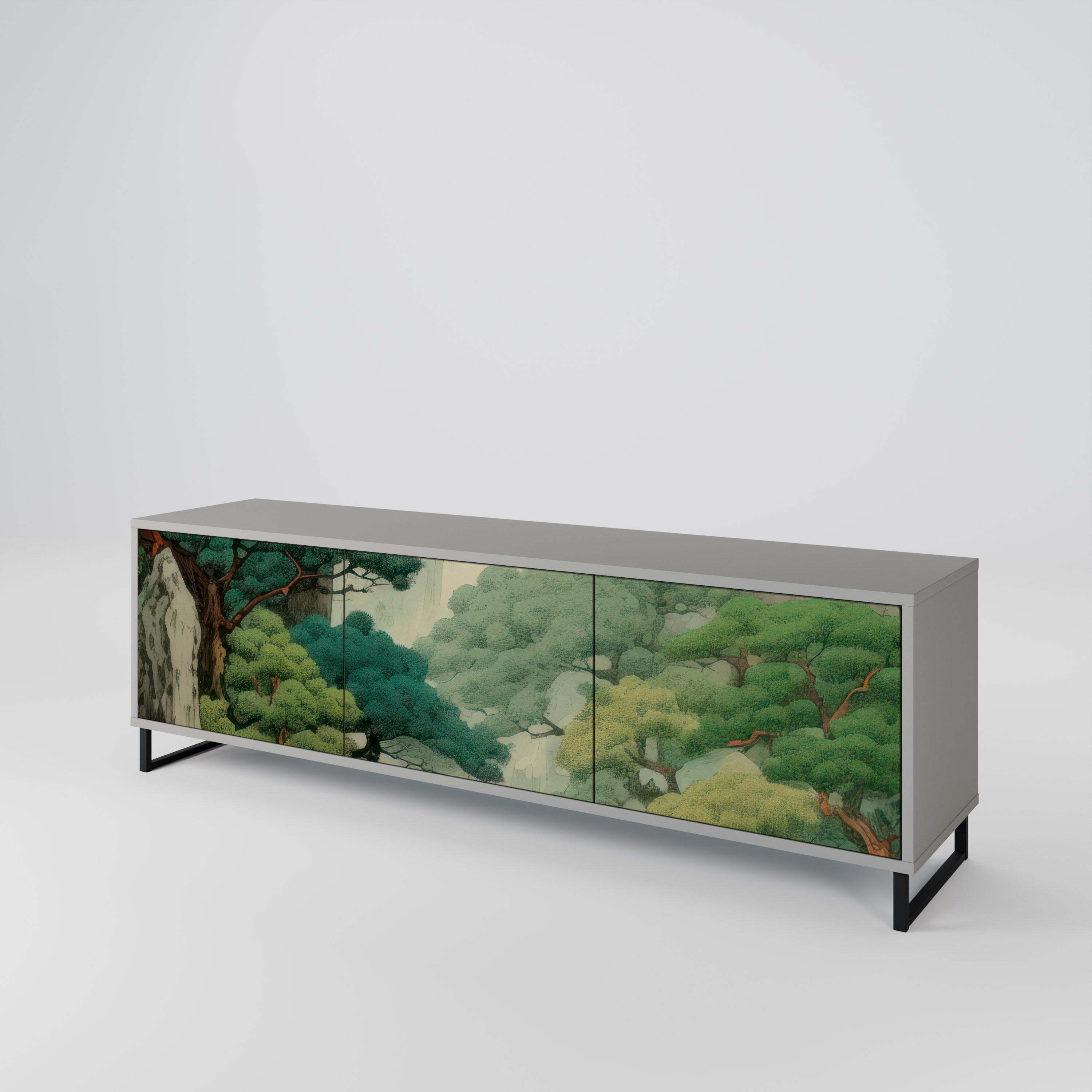 VERDURE ABYSS 3-Door TV Stand in Grey Finish