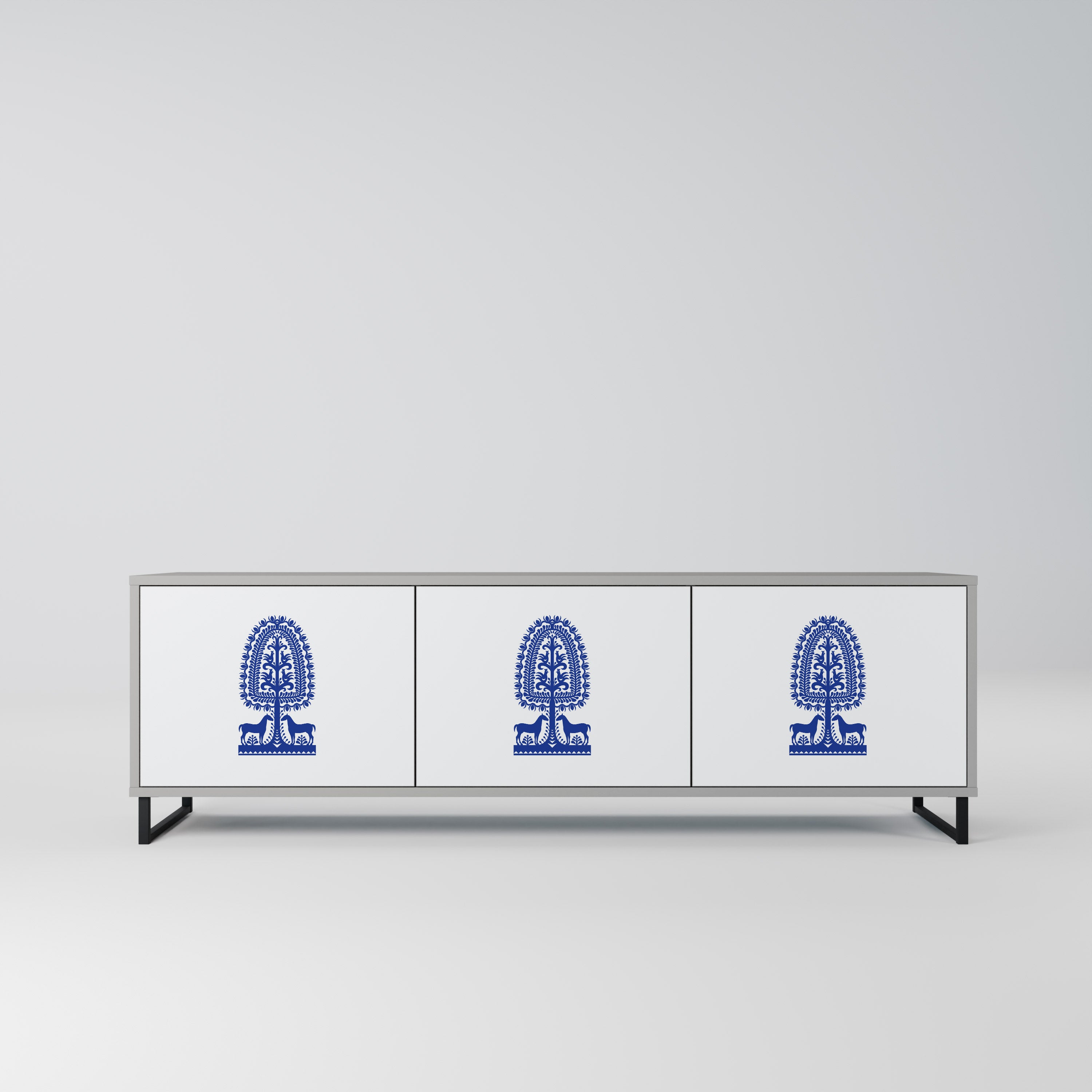 Mueble de TV de 3 puertas con acabado gris de ARTE POPULAR POLACO