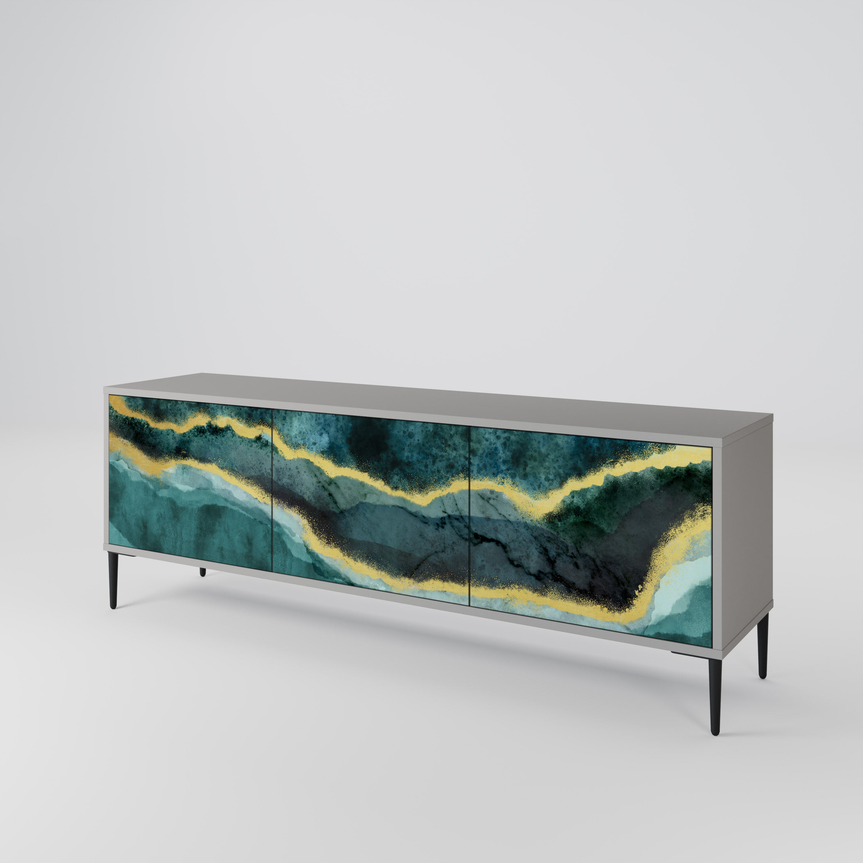 Mueble de TV de 3 puertas GOLDRUSH ODYSSEY en acabado gris