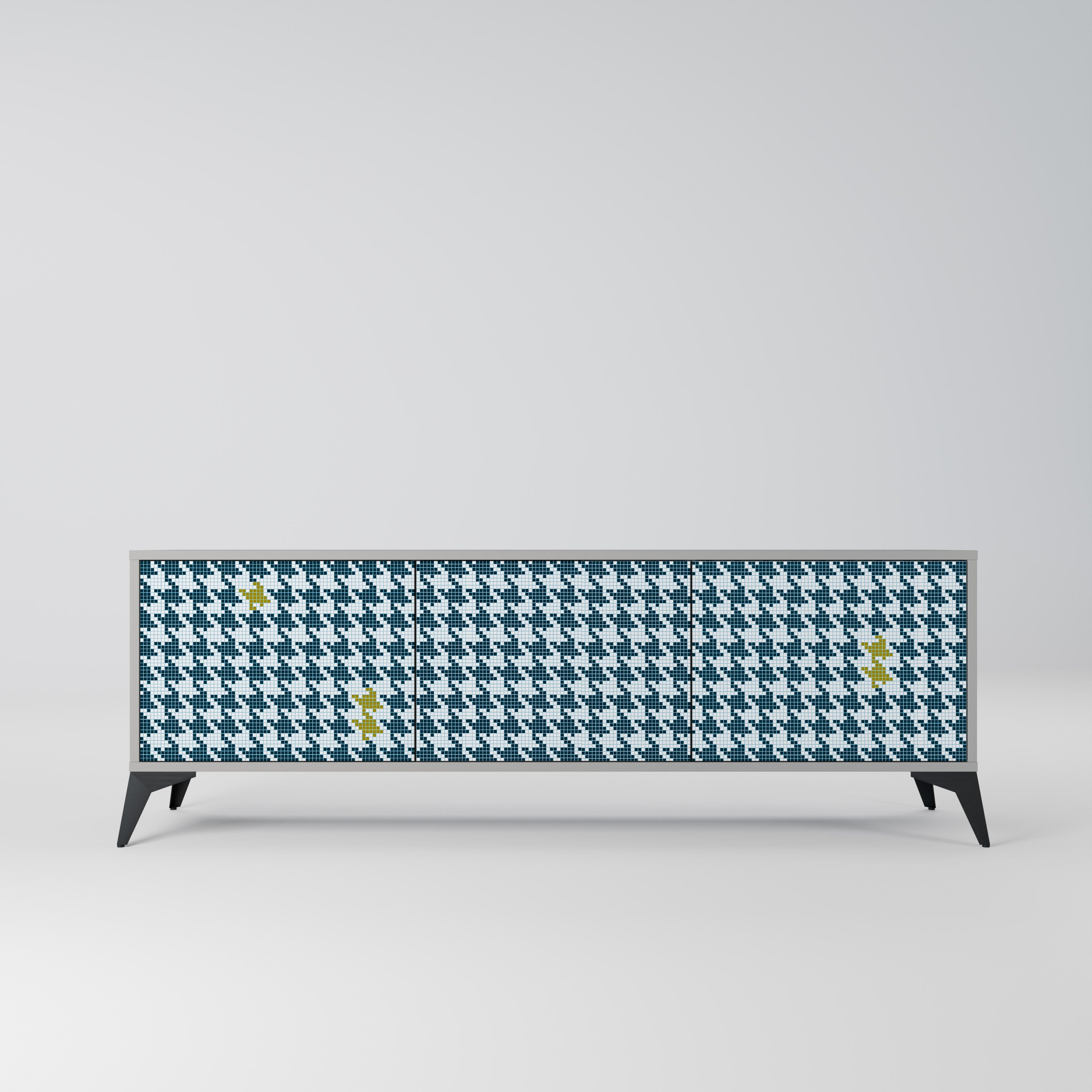 OUT OF CONTEXT 3-Door TV Stand in Grey Finish
