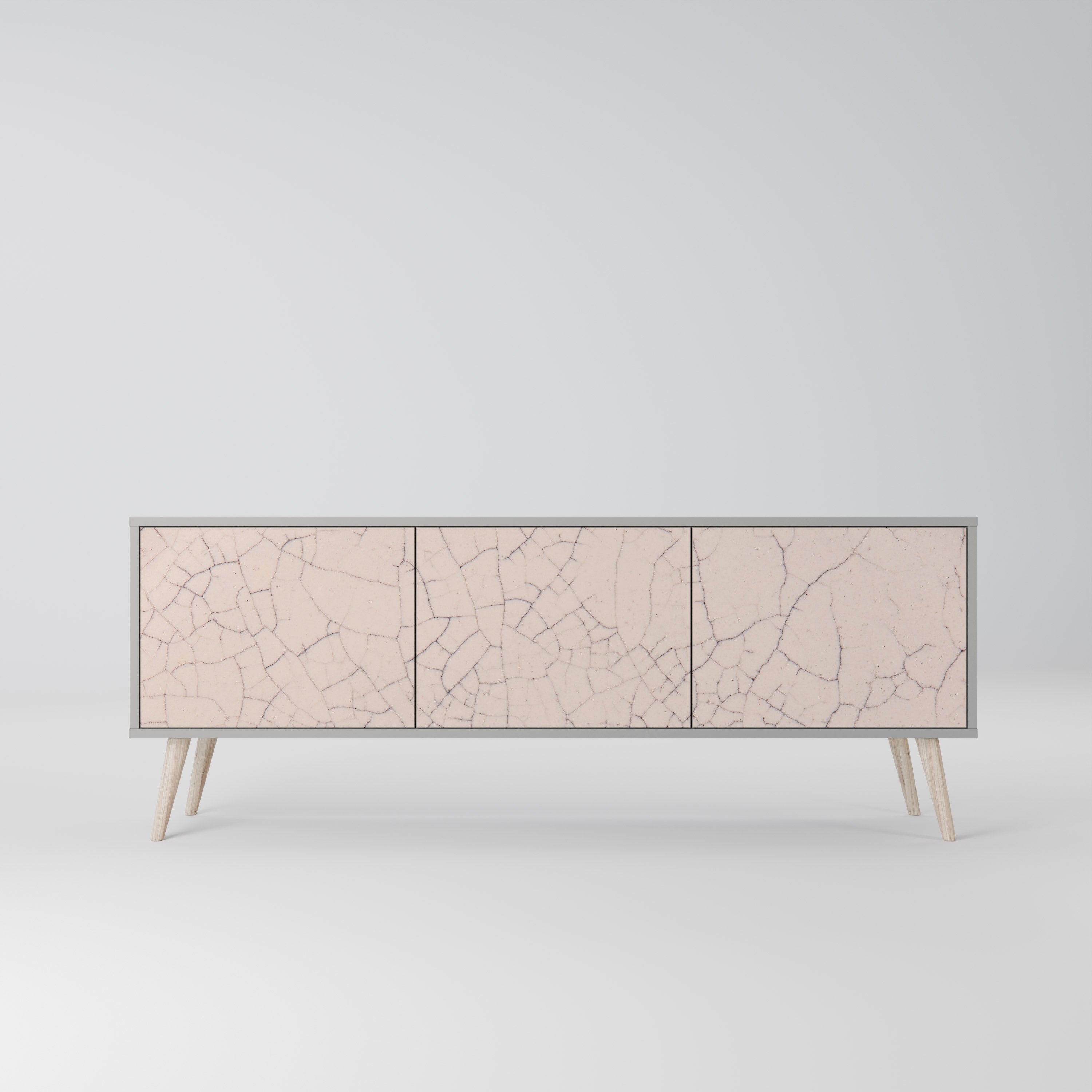 CERAMIC TEXTURE 3-Door TV Stand in Grey Finish