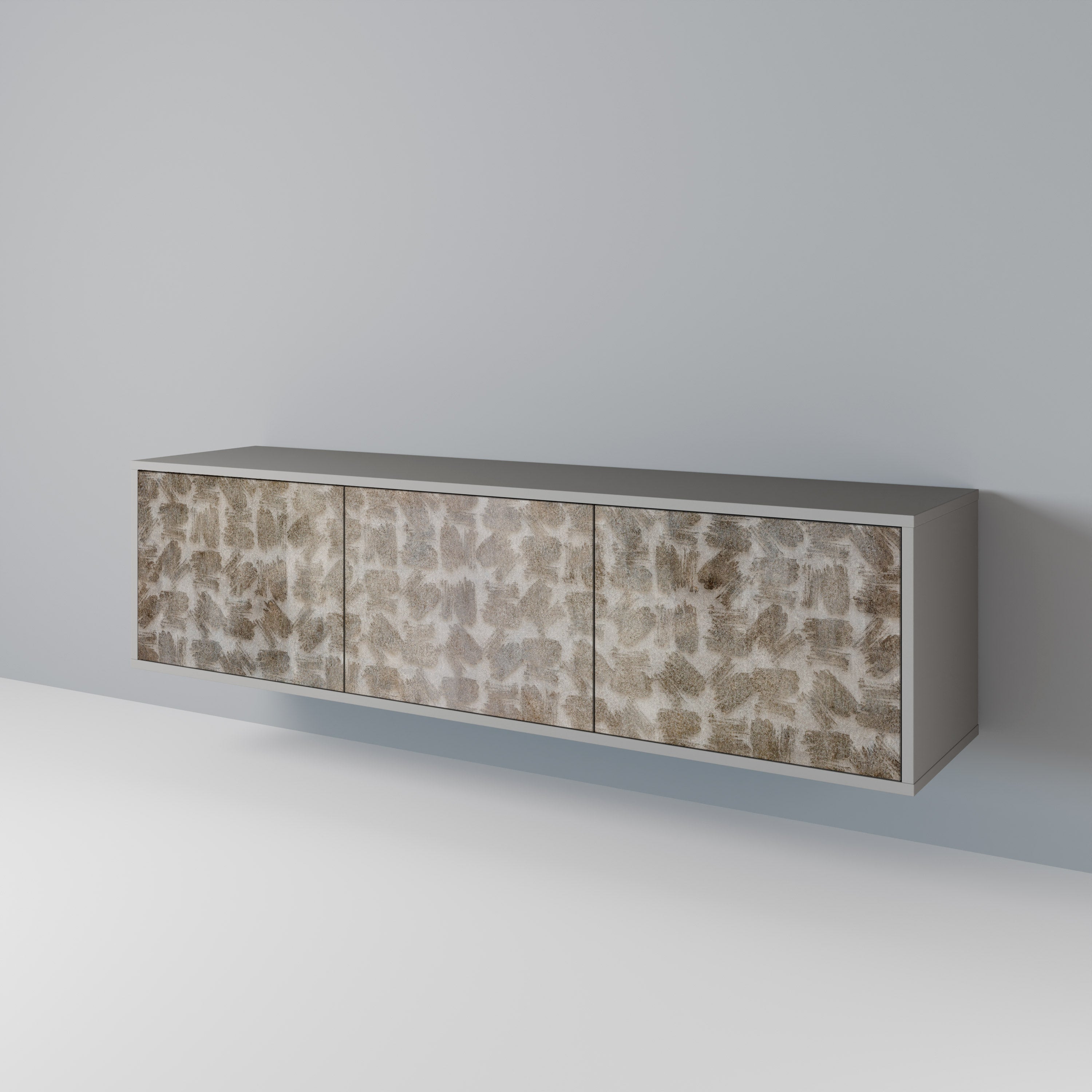 SLIGHTLY BLURRED 3-Door TV Stand in Grey Finish