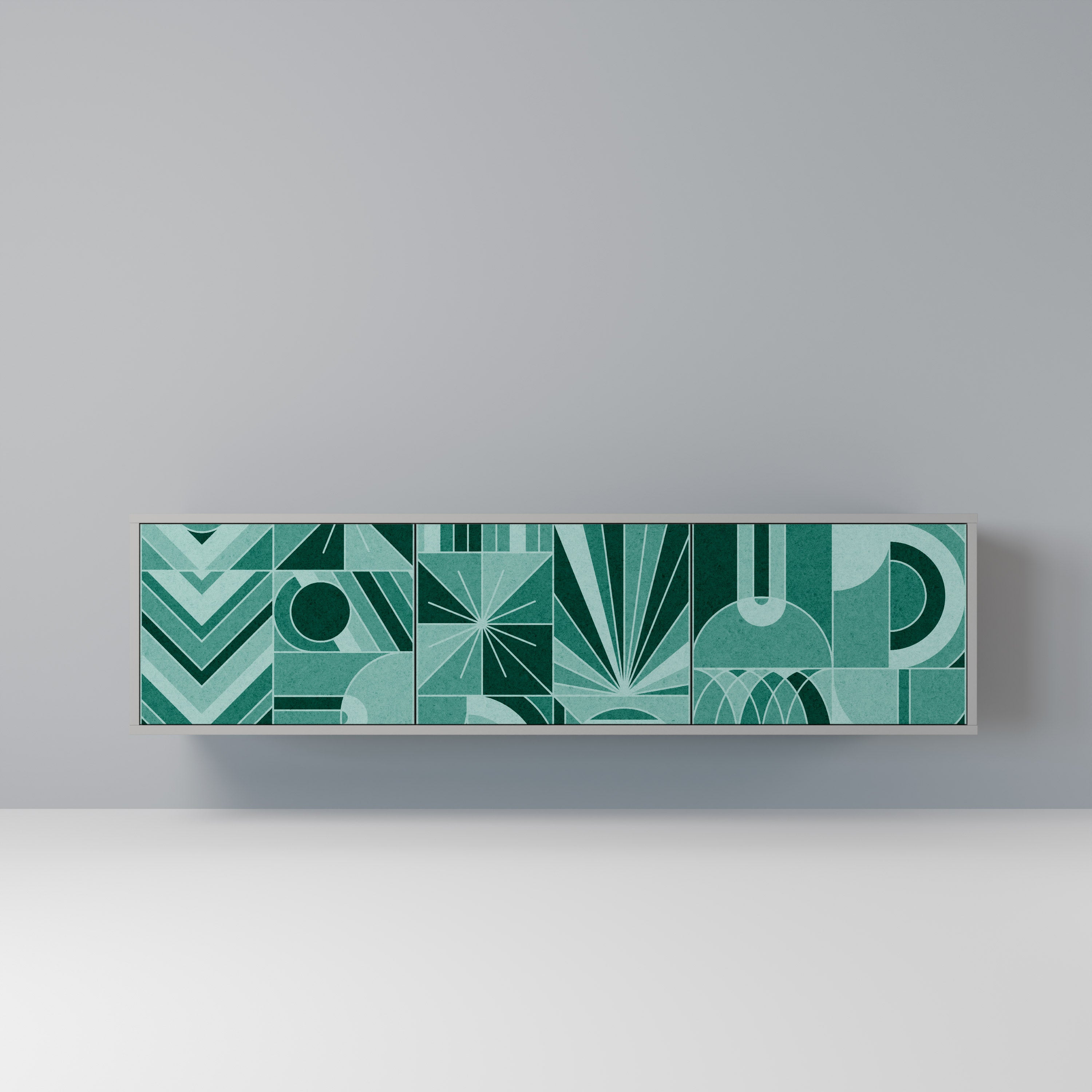 Mueble de TV de 3 puertas HARMONIC GRID en acabado gris