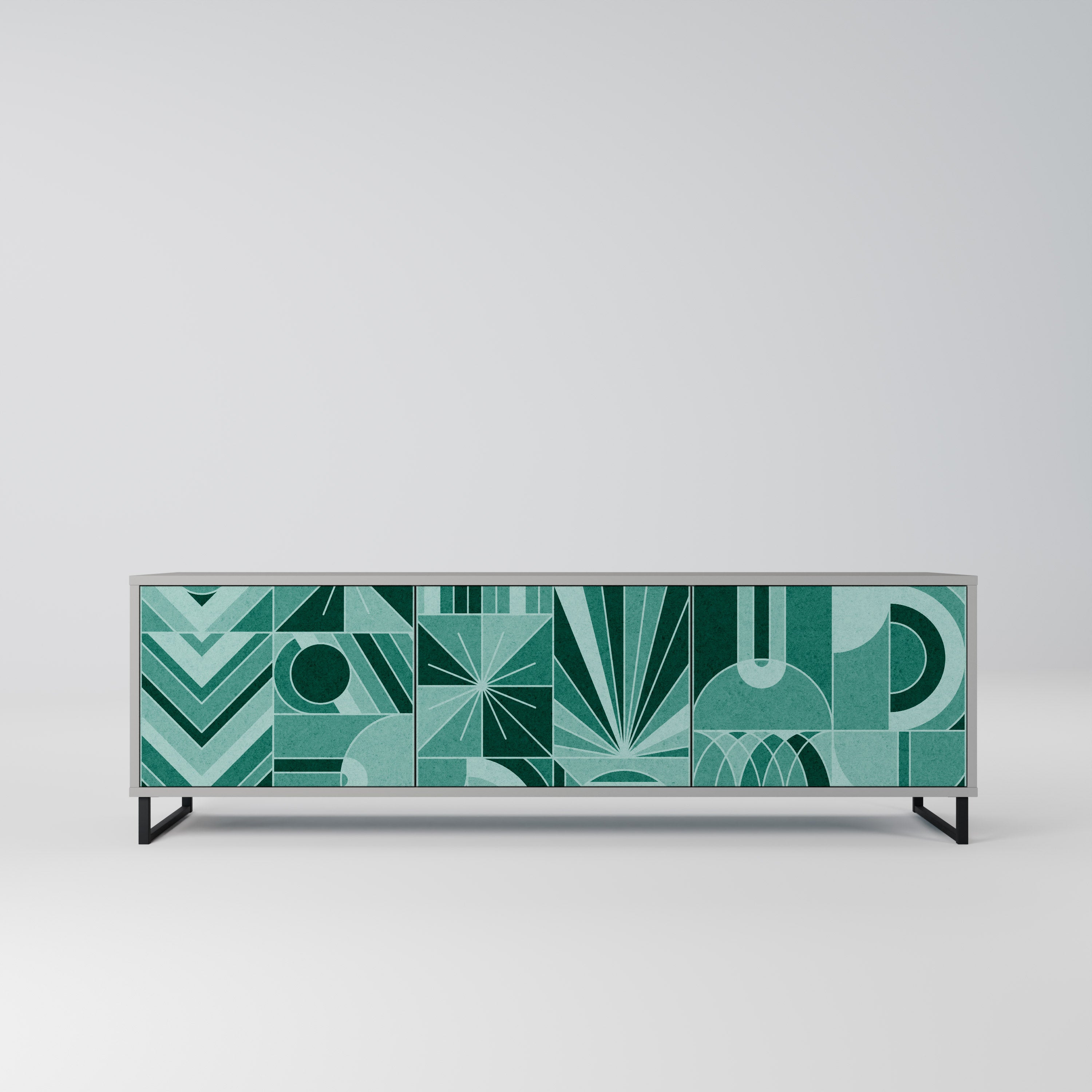 Mueble de TV de 3 puertas HARMONIC GRID en acabado gris