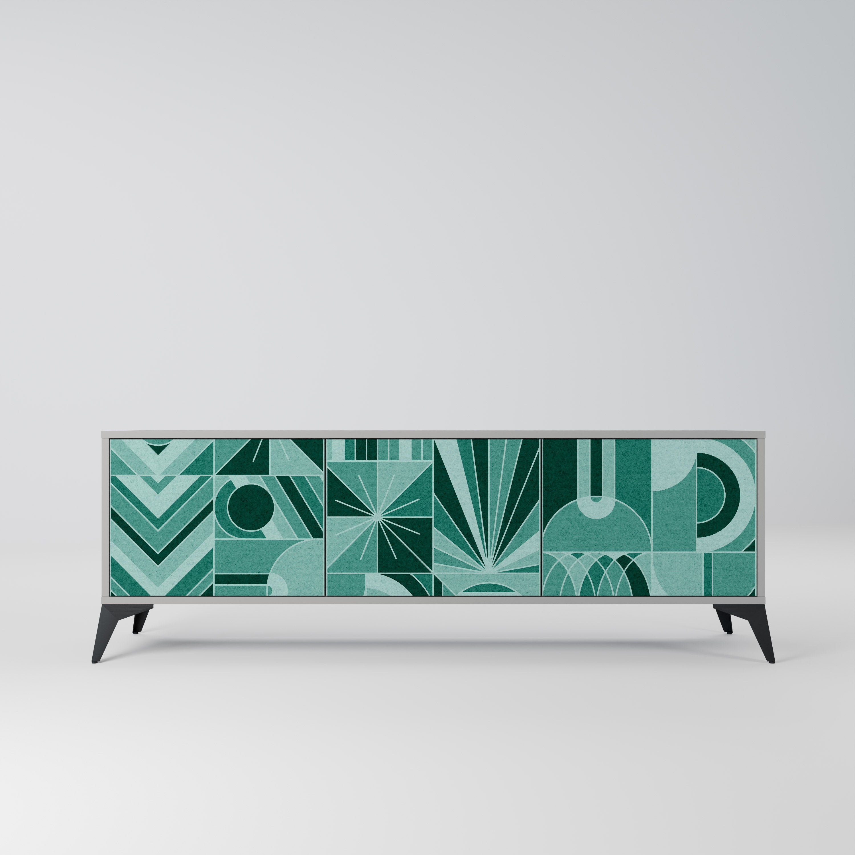 Mueble de TV de 3 puertas HARMONIC GRID en acabado gris