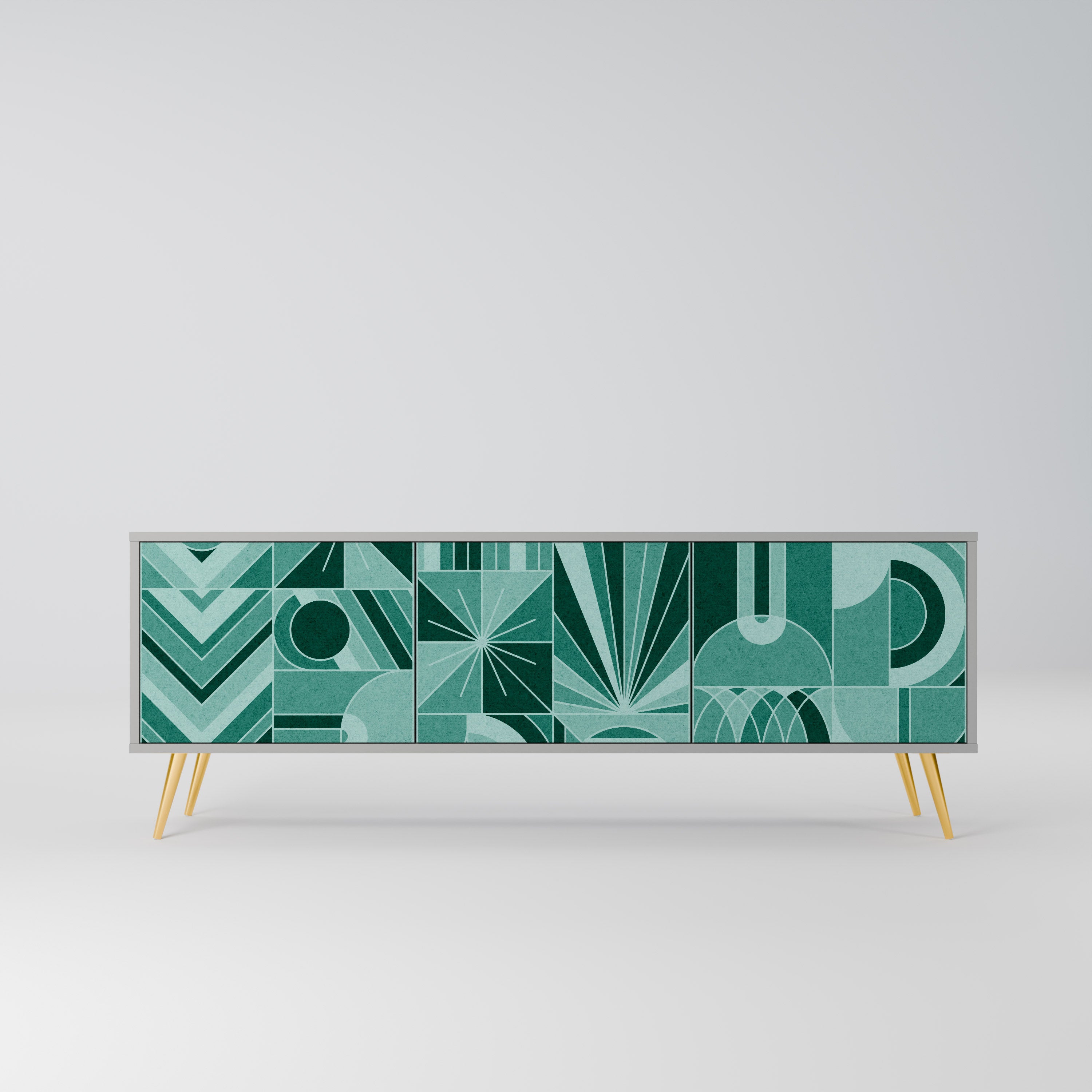 Mueble de TV de 3 puertas HARMONIC GRID en acabado gris