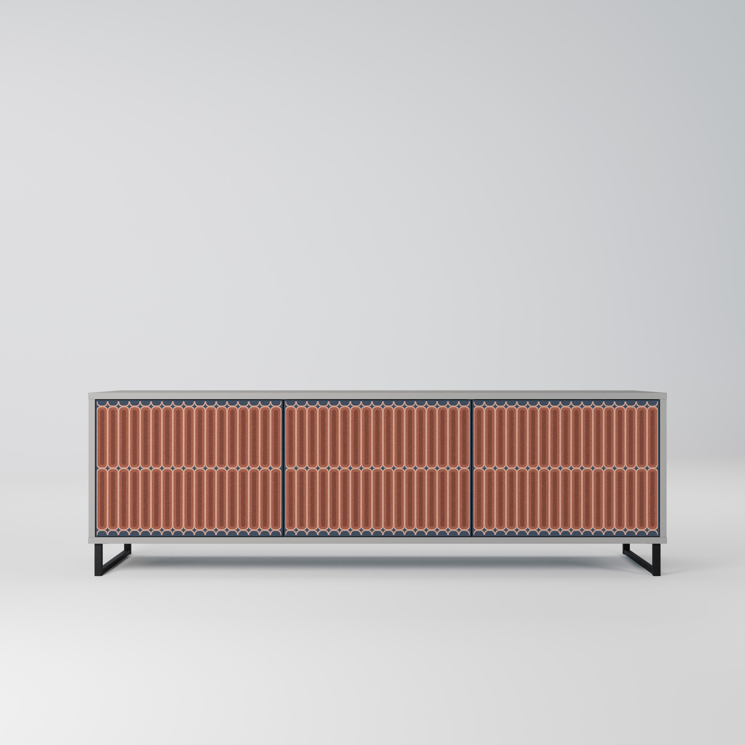 Mueble de TV HYPNOTIC GATE de 3 puertas con acabado gris